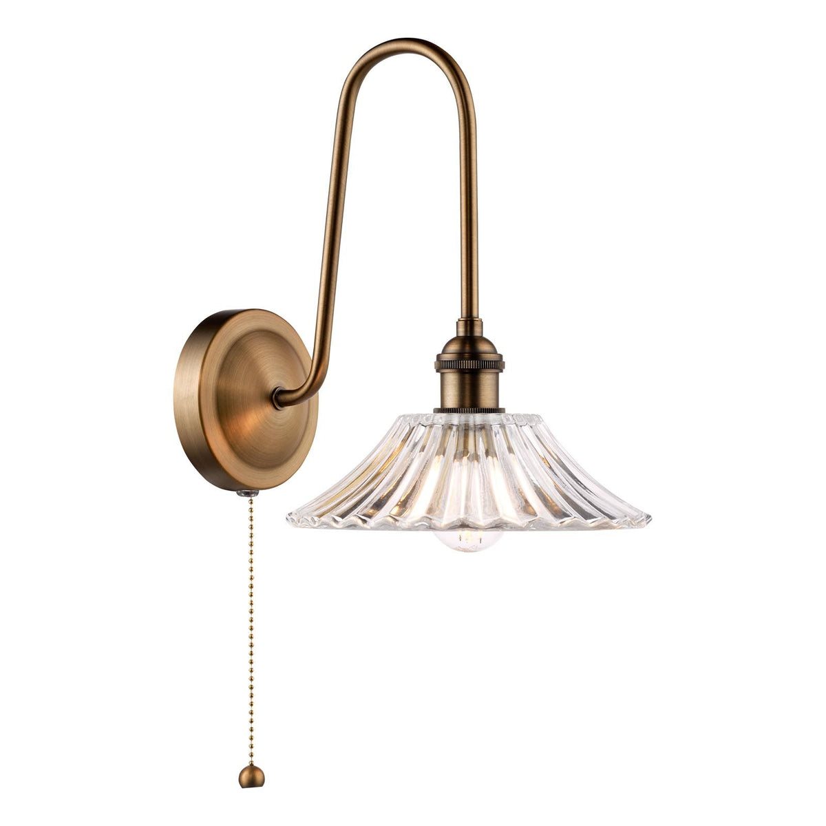 Hadano Antique Bronze Tall Wall Light with Flared Glass Shade