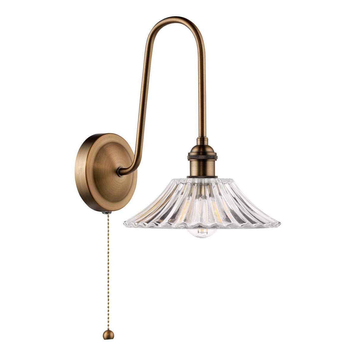 Hadano Antique Bronze Tall Wall Light with Flared Glass Shade