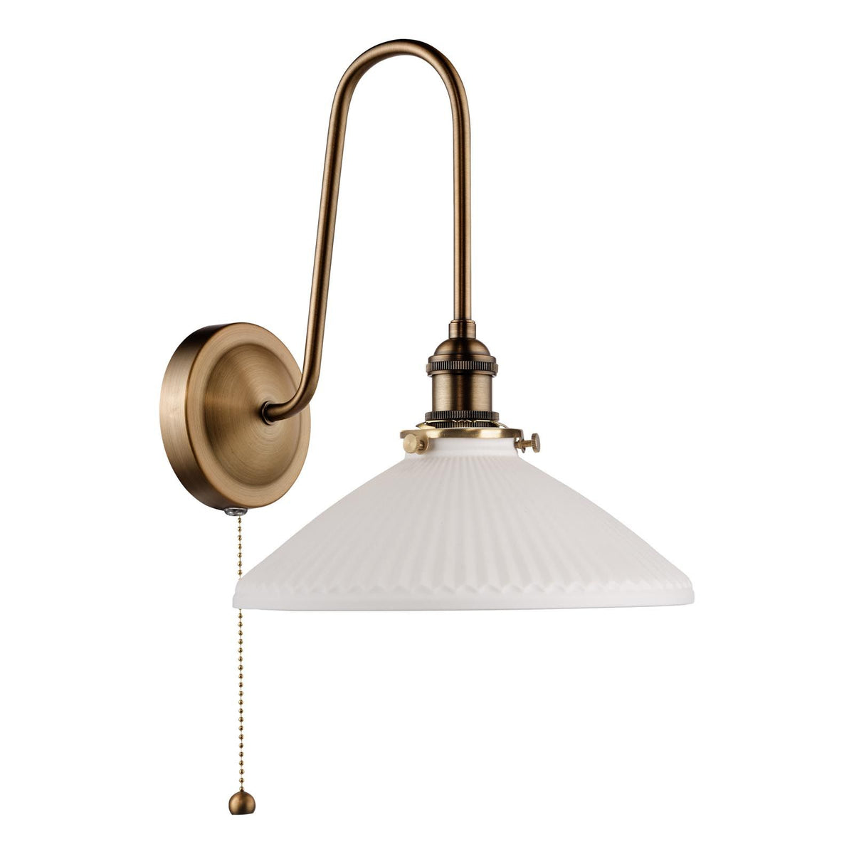 Hadano Antique Bronze Tall Wall Light with White Shallow Shade