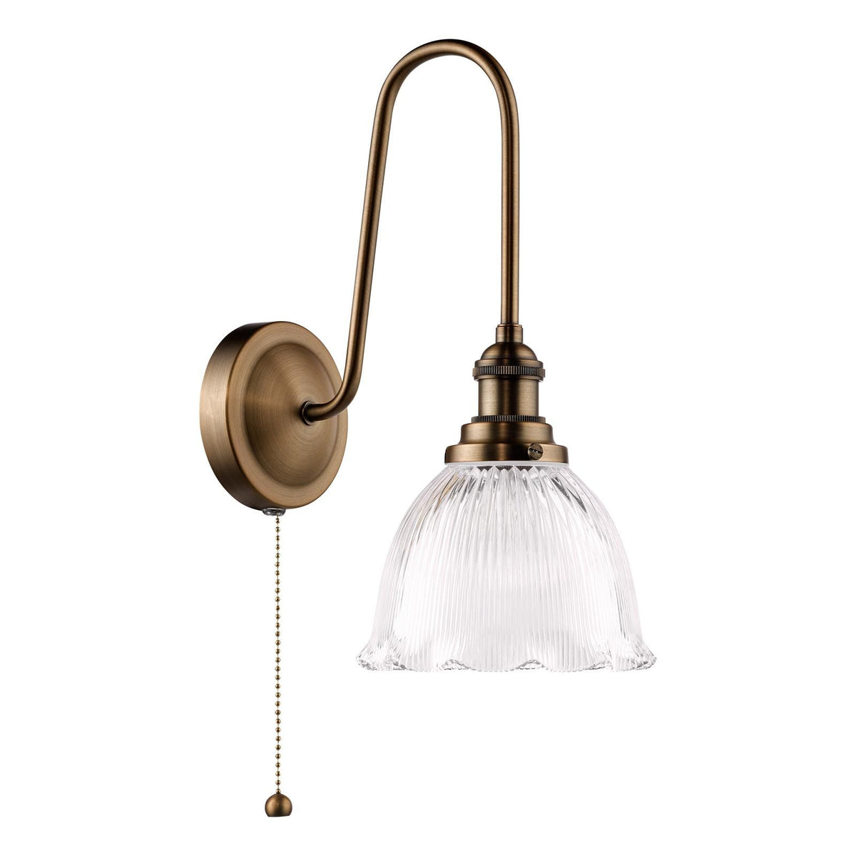 Hadano Antique Bronze Tall Wall Light with Domed RibbedShade