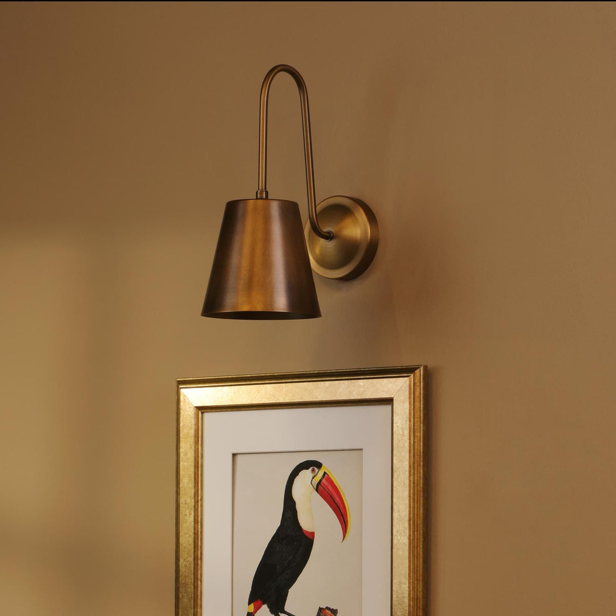 Hadano Antique Bronze Tall Wall Light with Bronze Metal Shade