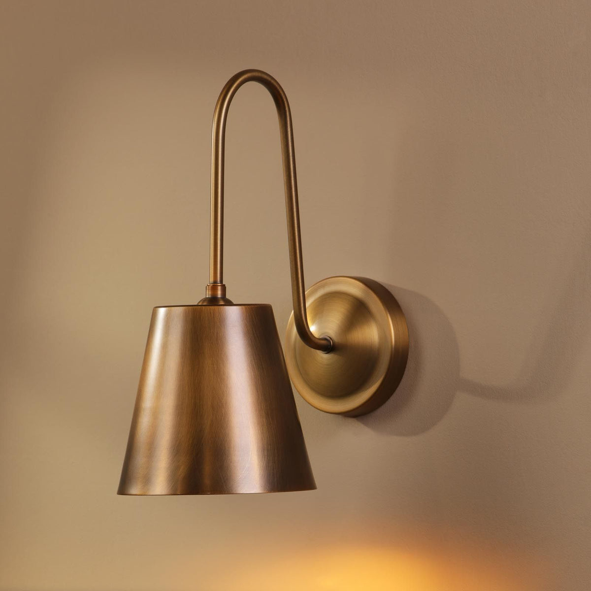 Hadano Antique Bronze Tall Wall Light with Bronze Metal Shade
