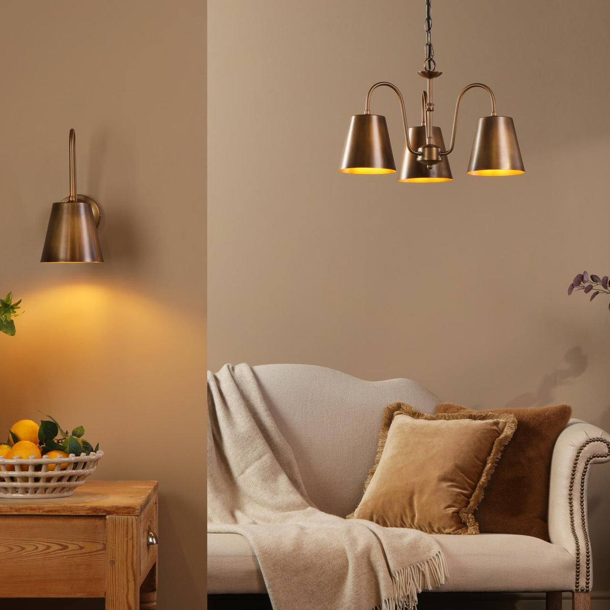 Hadano Antique Bronze Tall Wall Light with Bronze Metal Shade