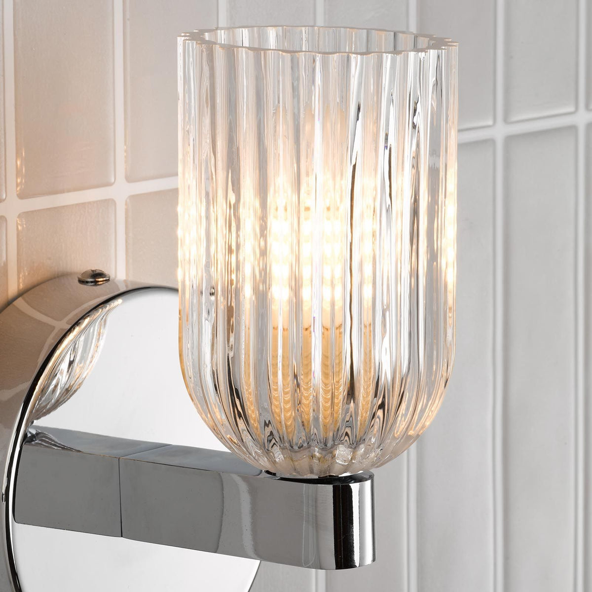 Hilaria Polished Chrome Single Wall Light IP44