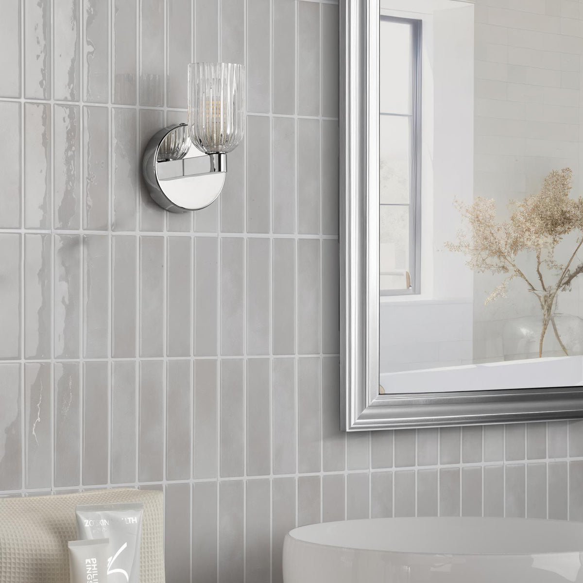 Hilaria Polished Chrome Single Wall Light IP44
