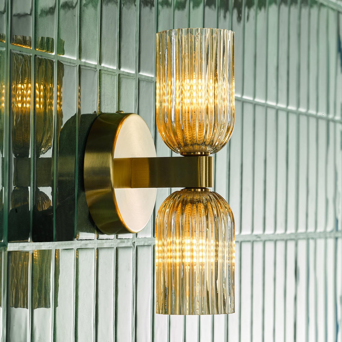 Hilaria Antique Gold Double Wall Light IP44