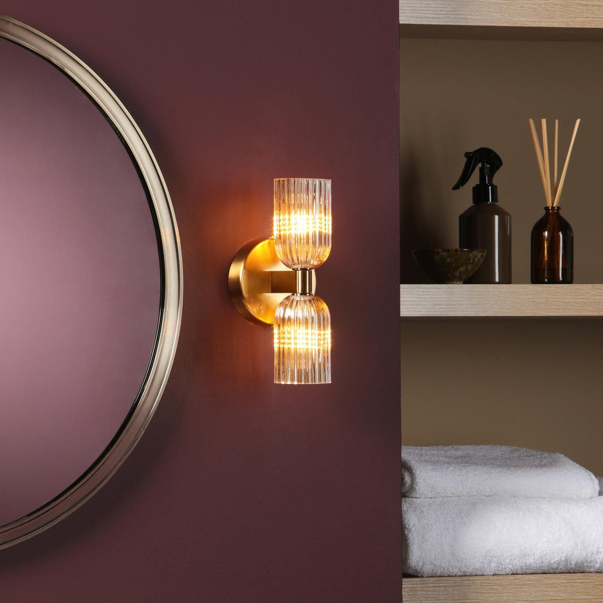 Hilaria Antique Gold Double Wall Light IP44
