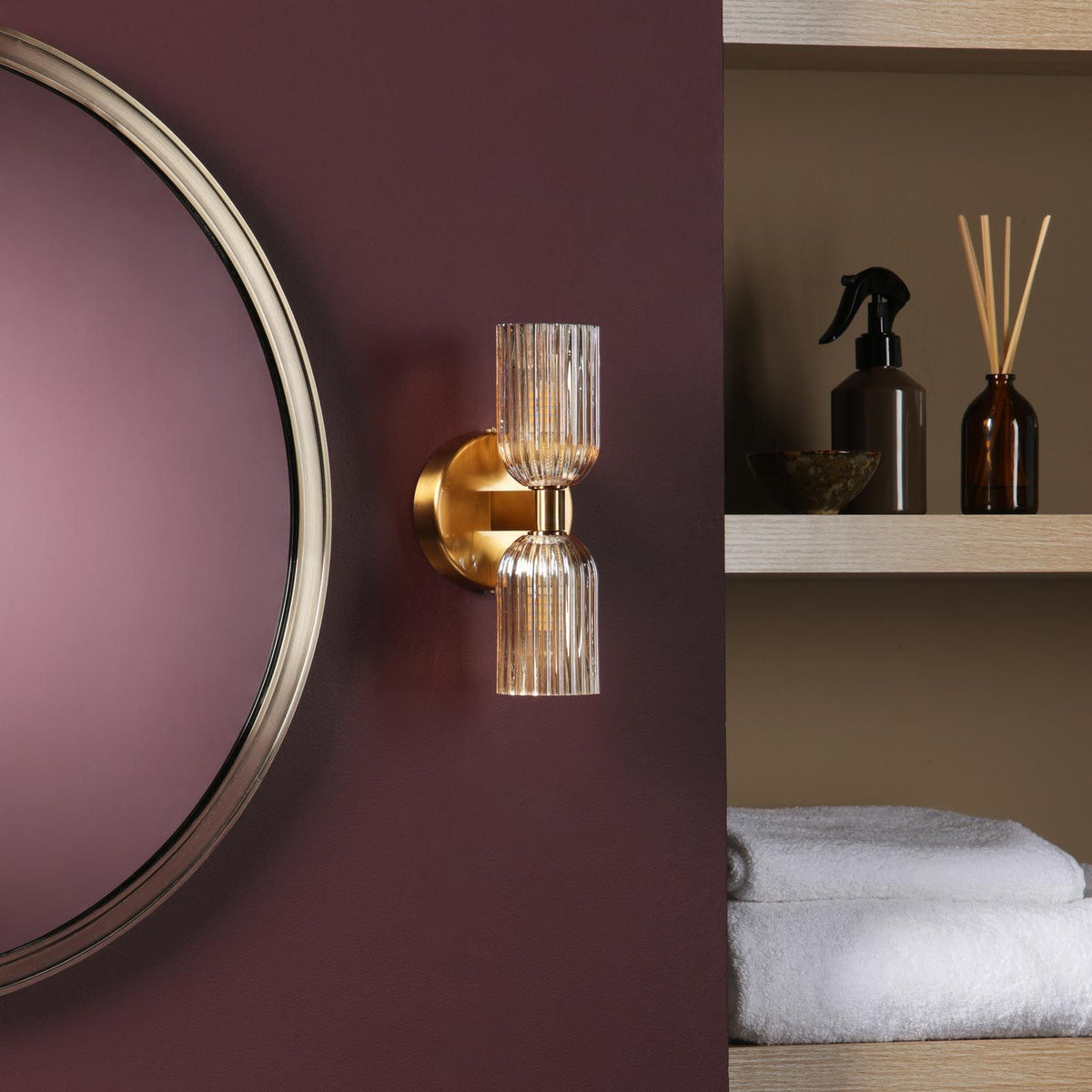 Hilaria Antique Gold Double Wall Light IP44