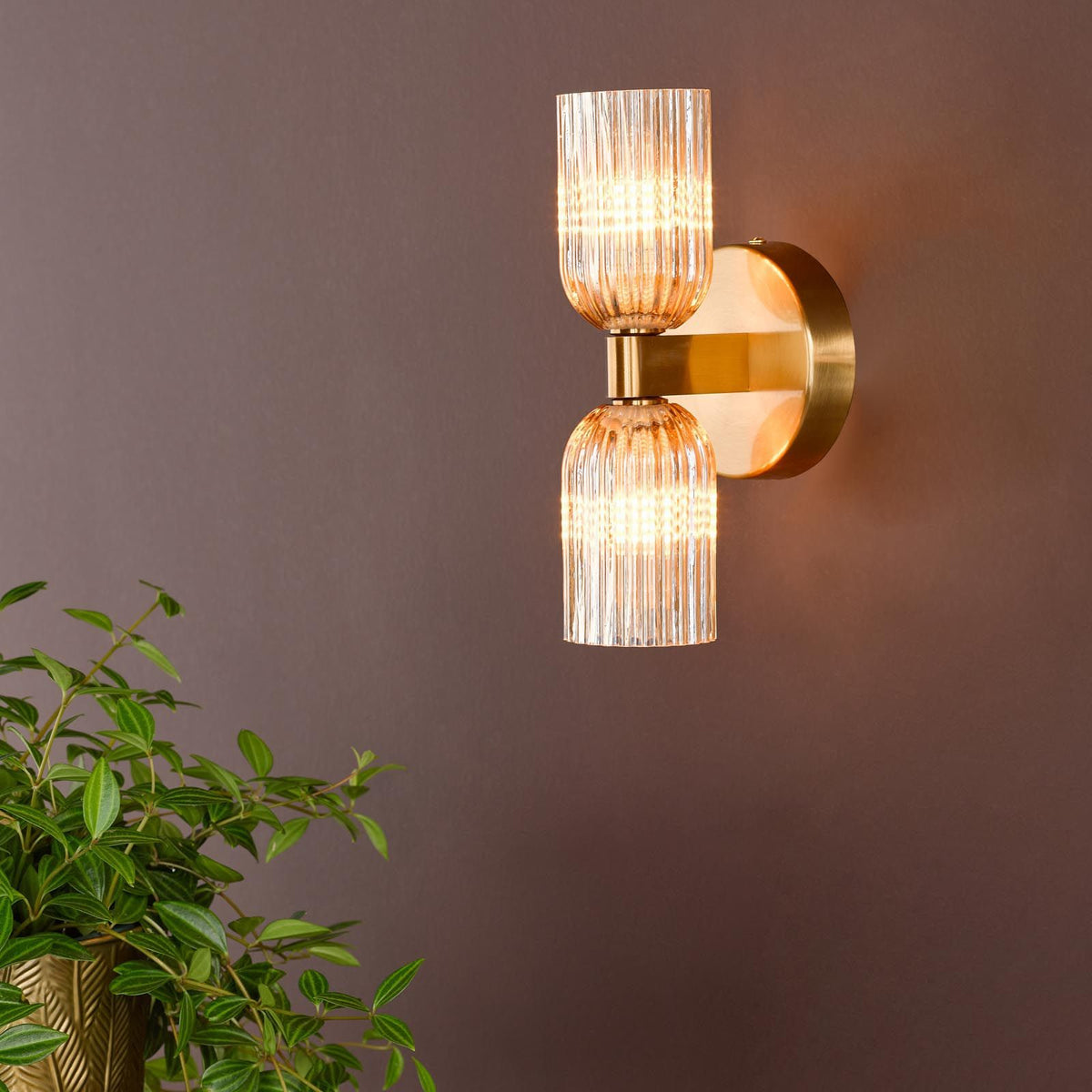 Hilaria Antique Gold Double Wall Light IP44
