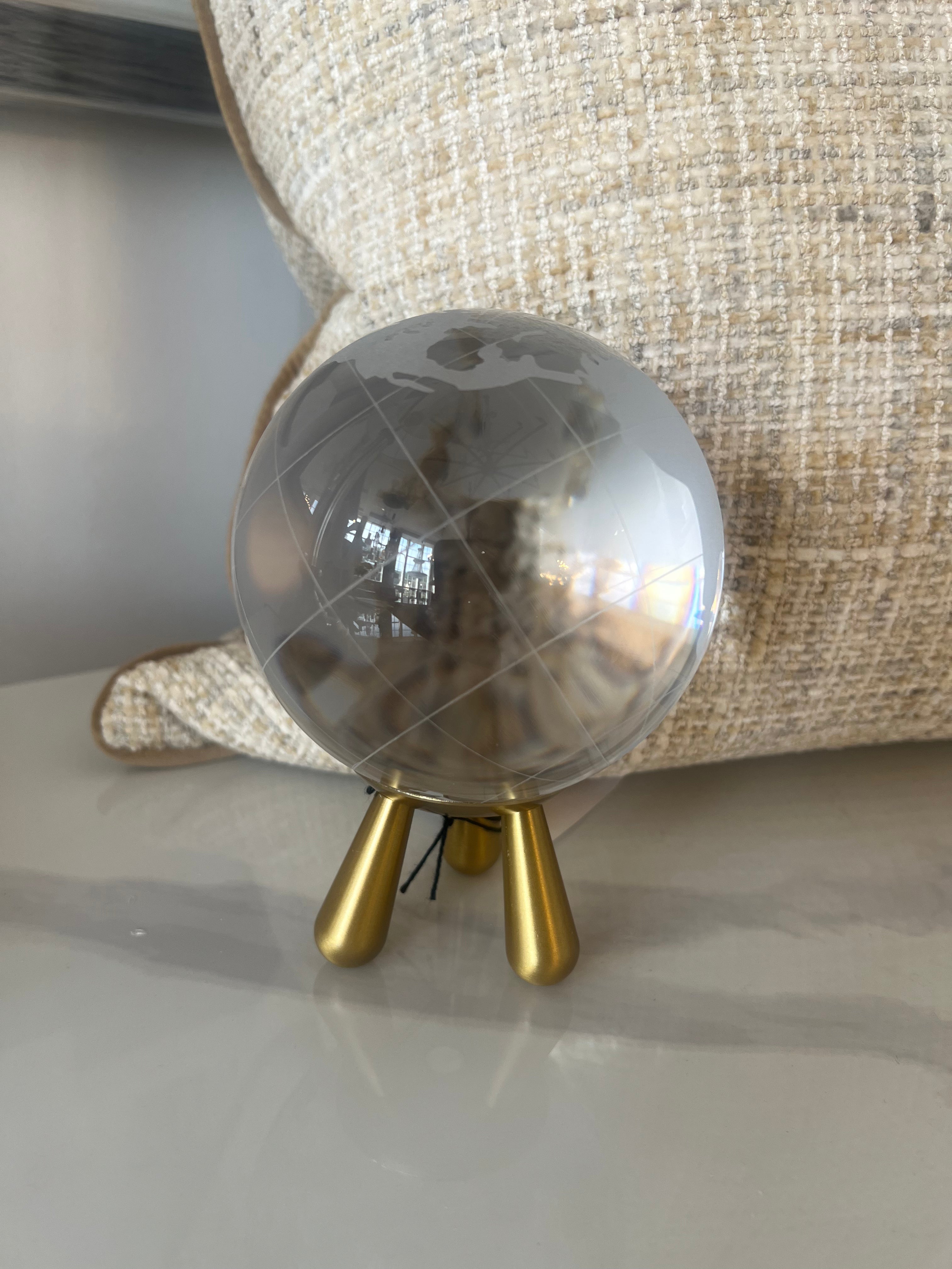 Large Glass Globe with Brass Feet