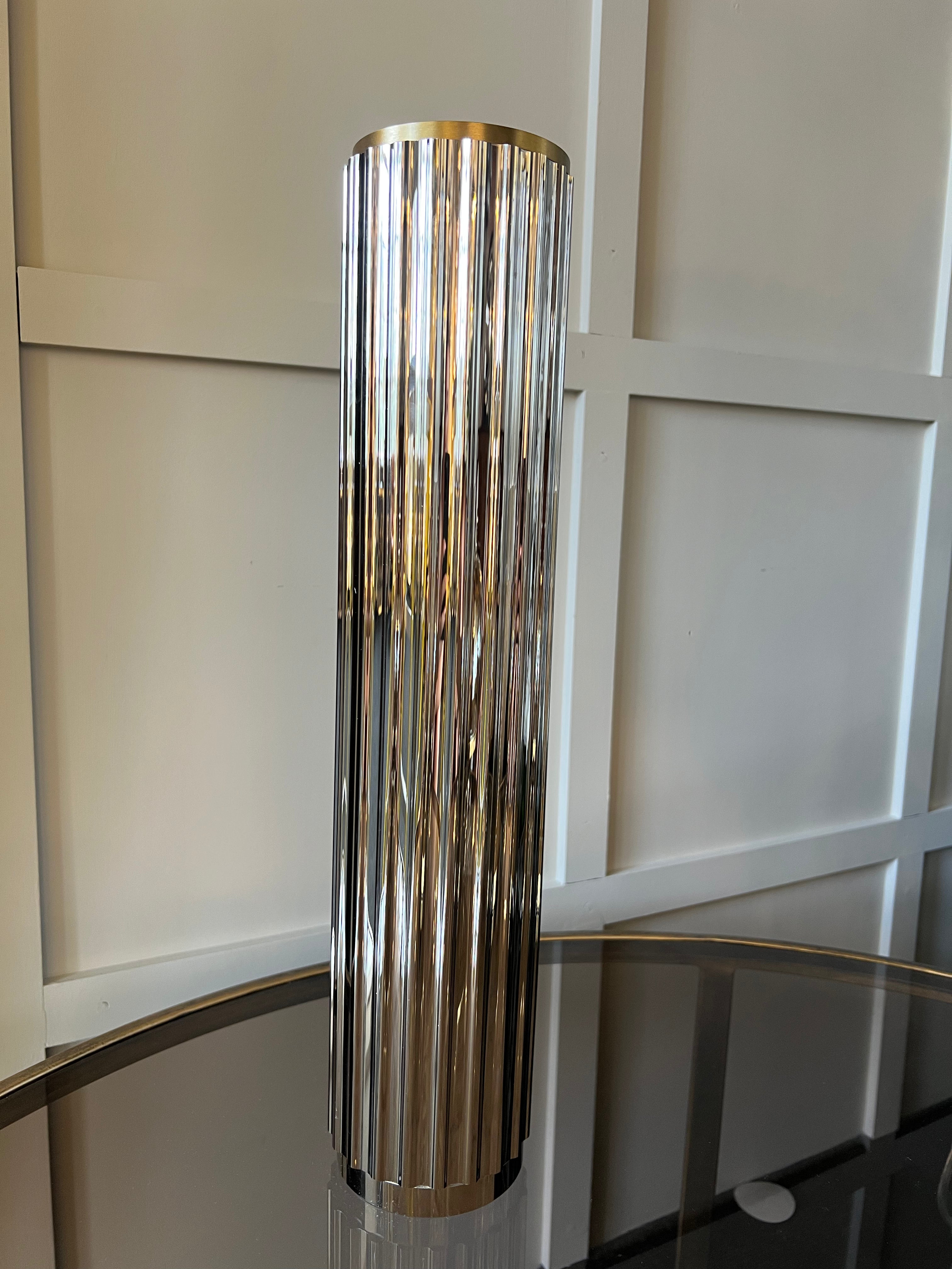 Large Smoked Glass & Gold Decorative Glass Vase