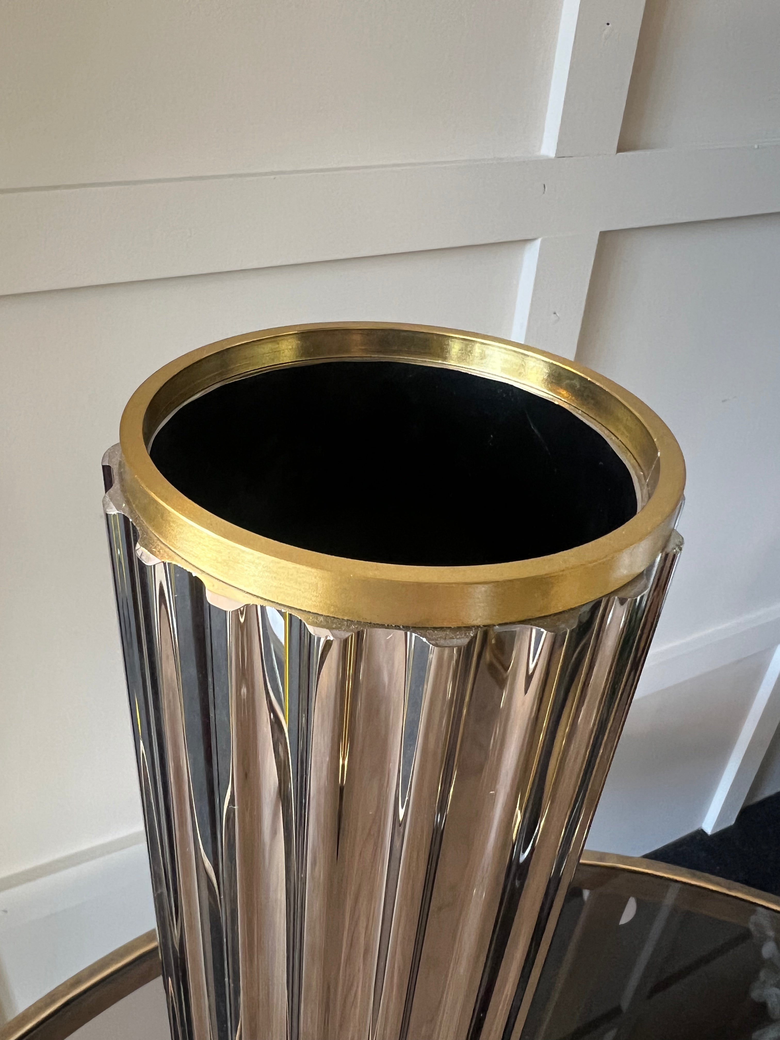 Medium Smoked Glass & Gold Decorative Glass Vase