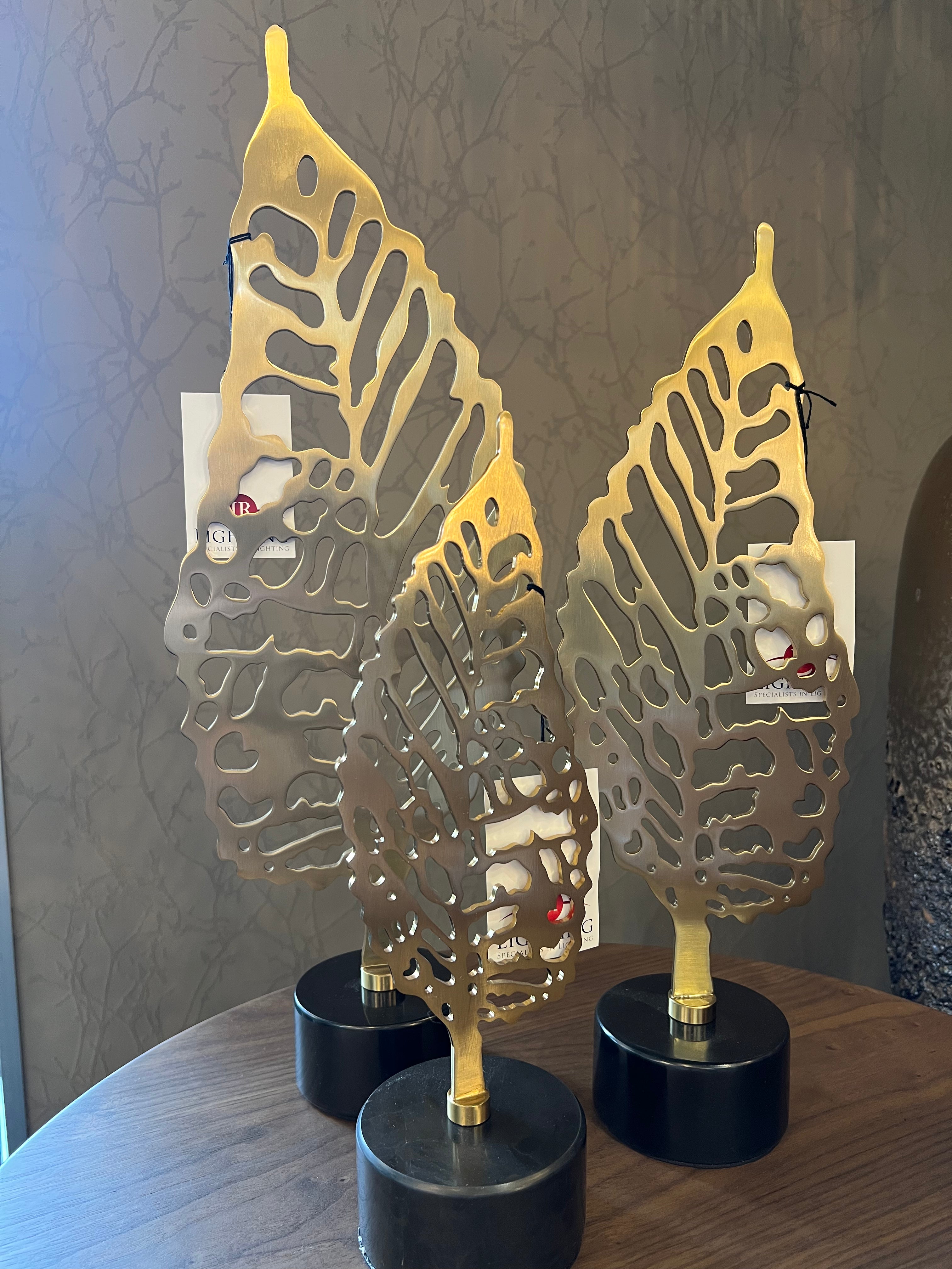 Large Gold Leaf on Black Stone Base