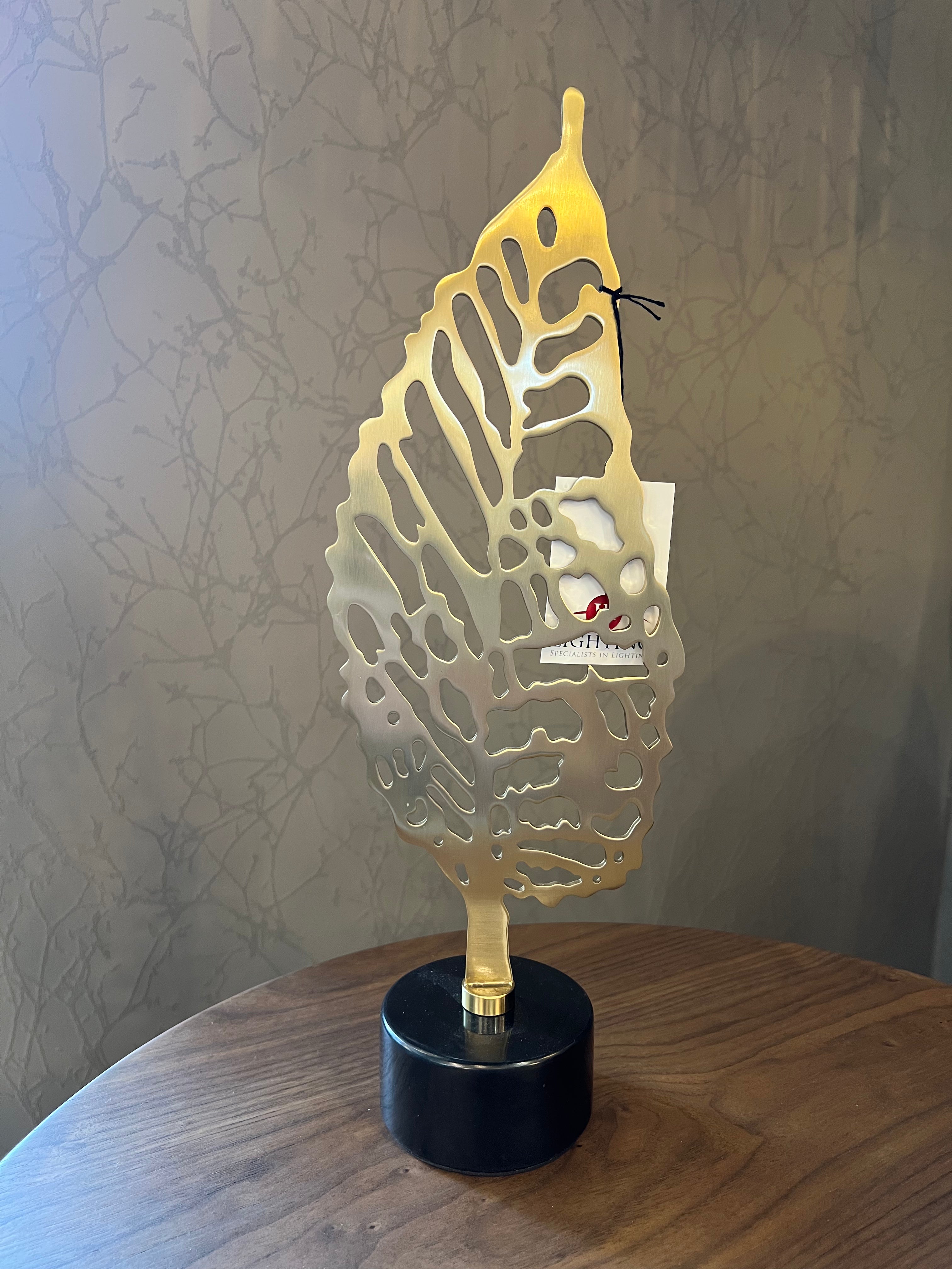 Large Gold Leaf on Black Stone Base