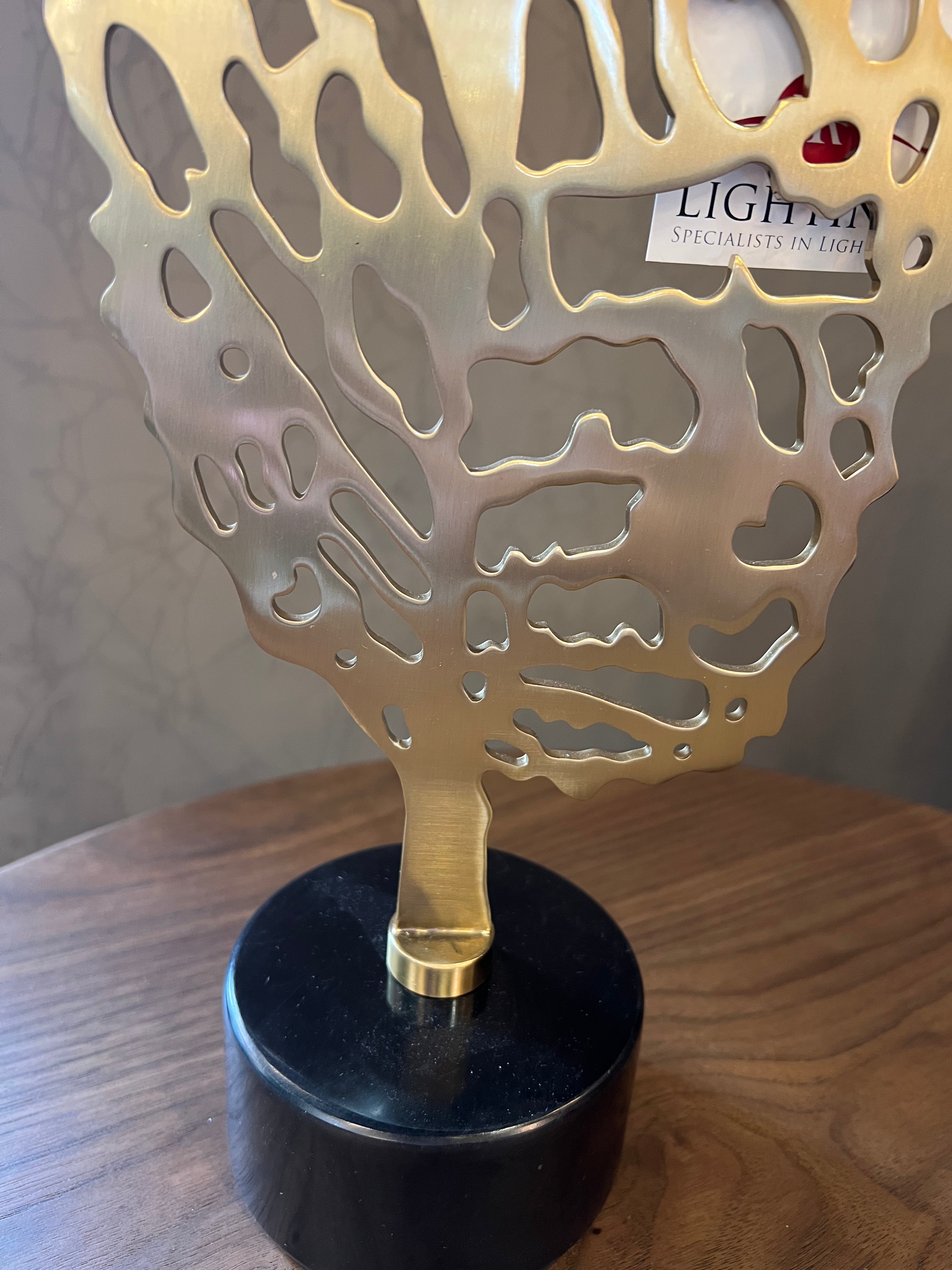 Large Gold Leaf on Black Stone Base