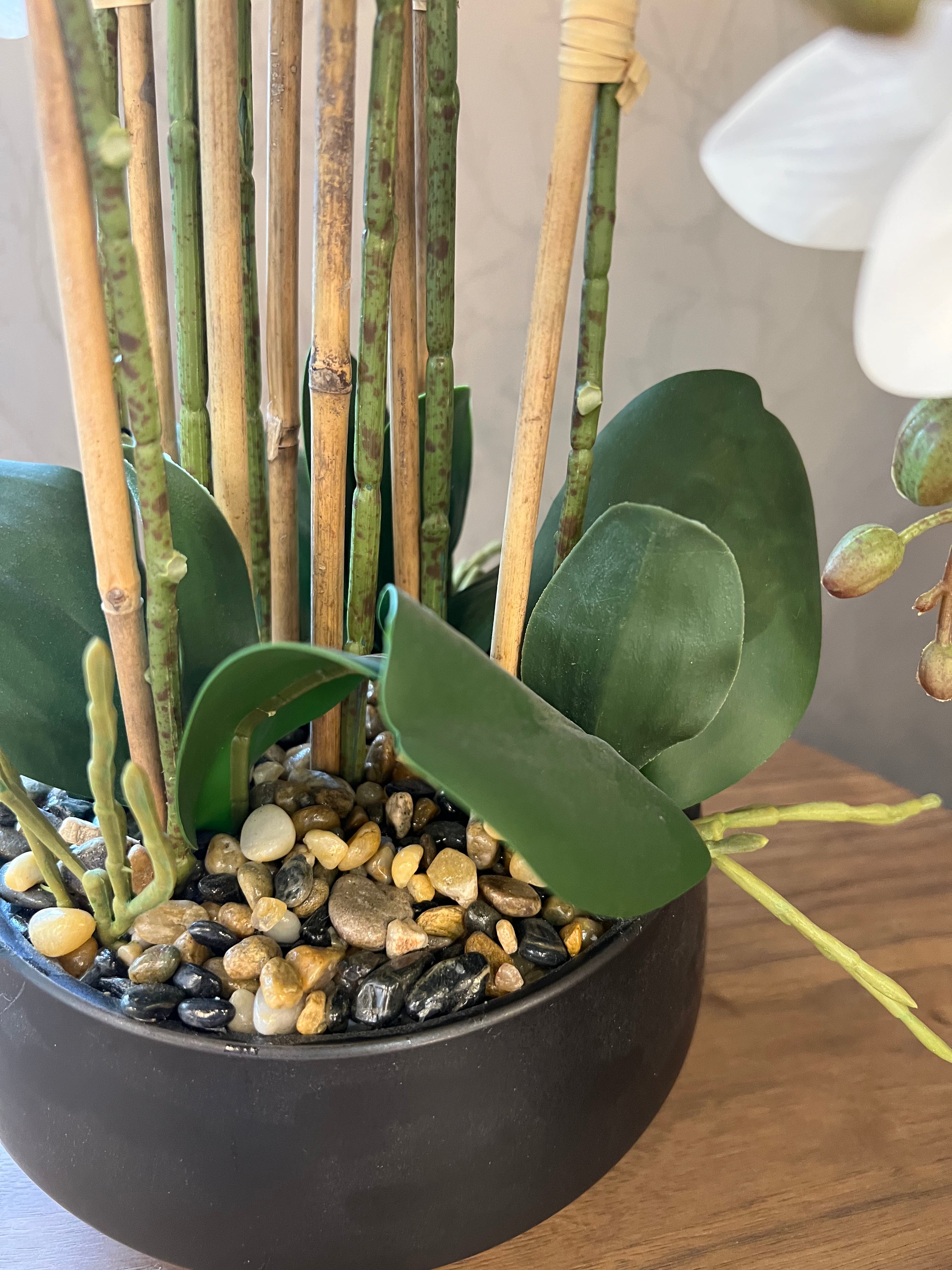 Artificial Orchid in Black Pot