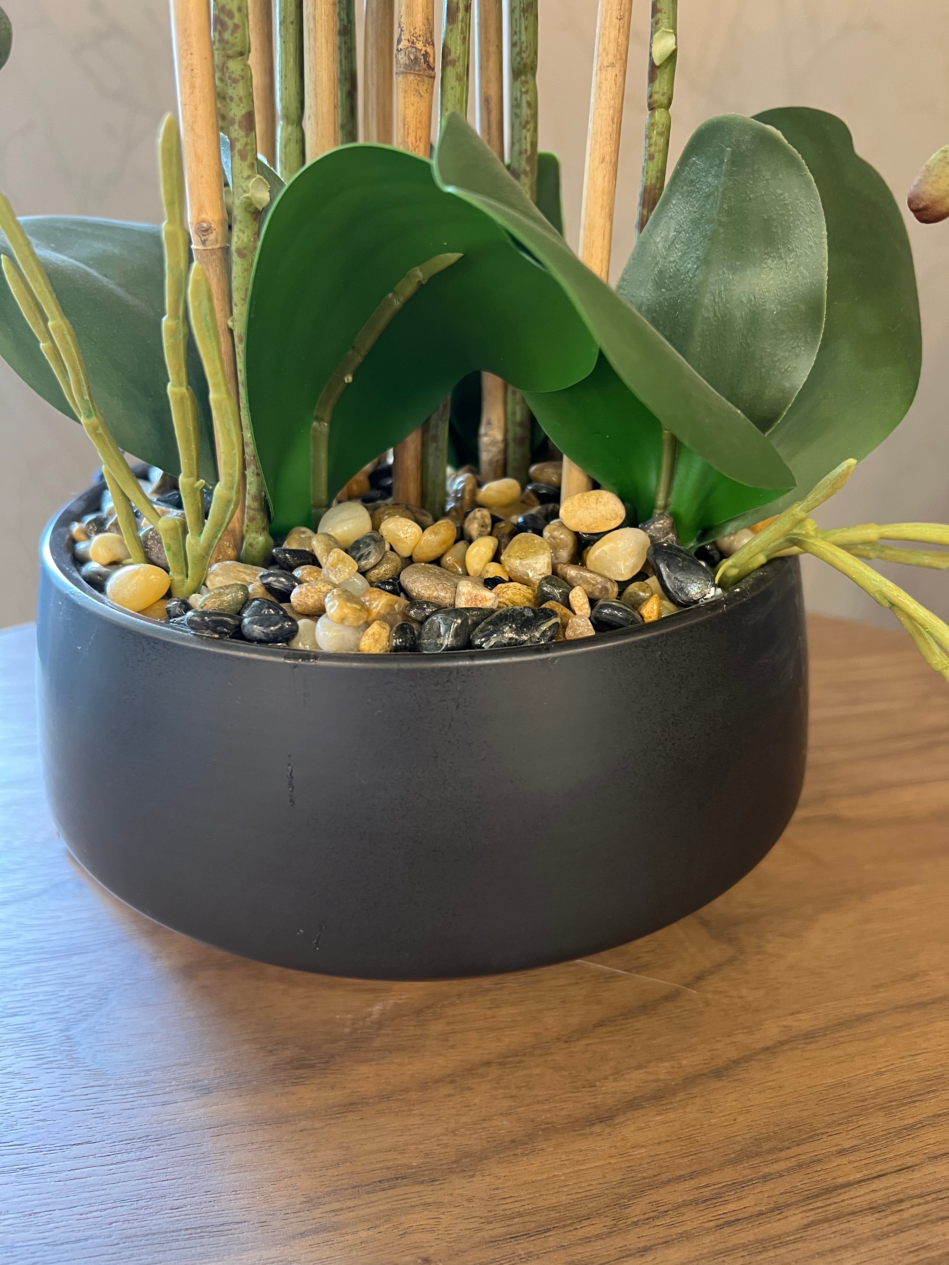 Artificial Orchid in Black Pot