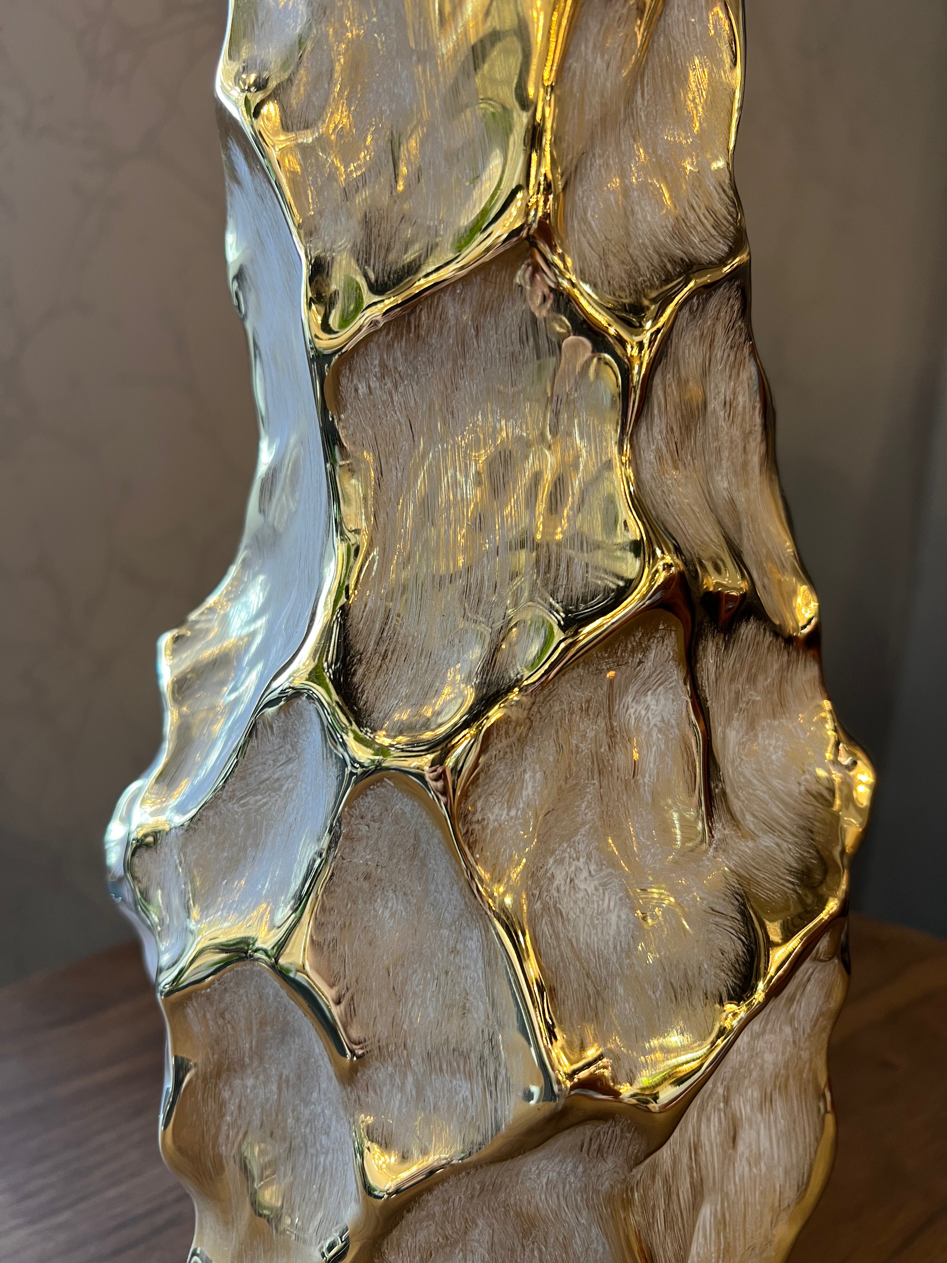 Large Ceramic Vase with Gold Detail