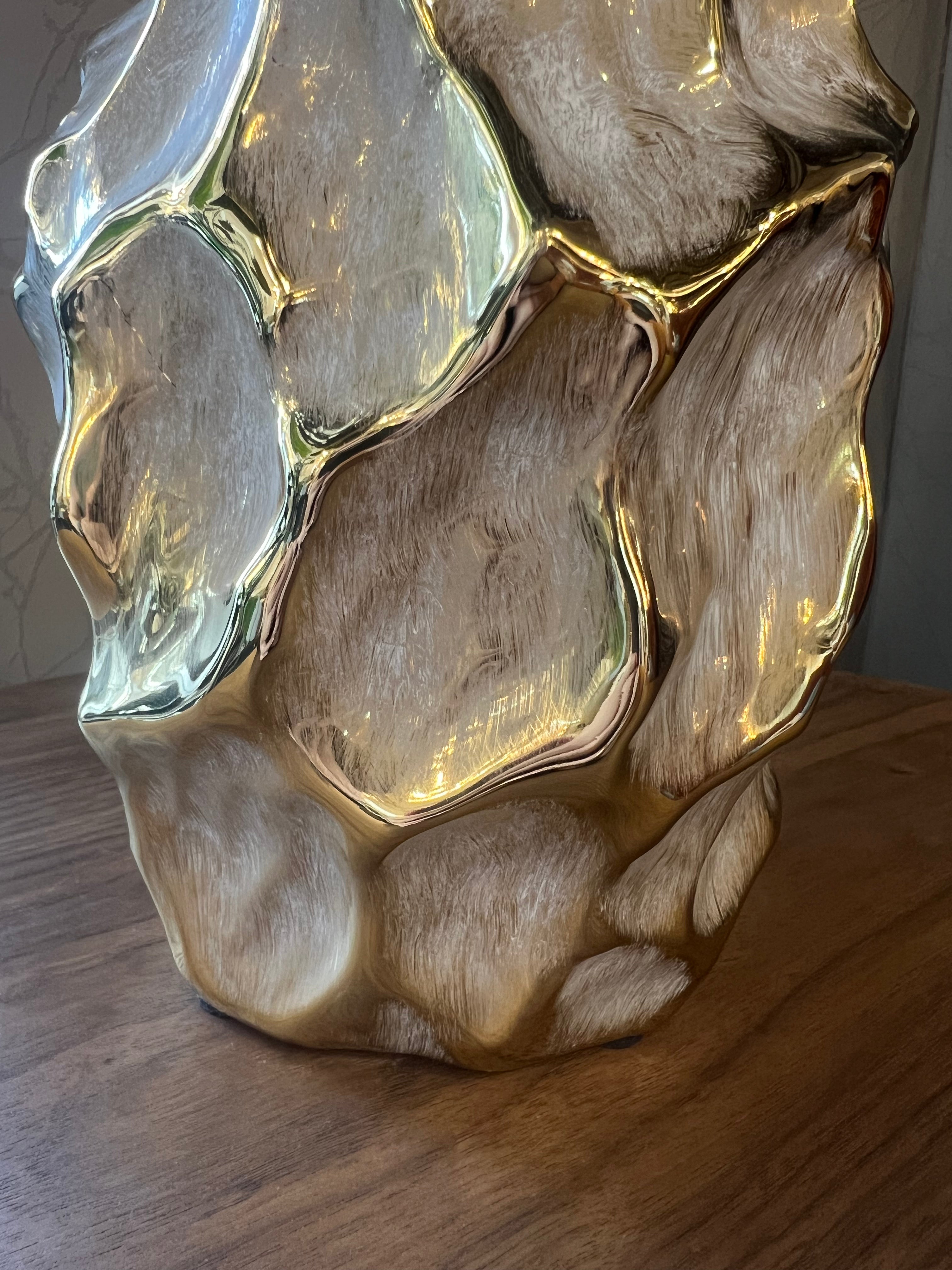 Large Ceramic Vase with Gold Detail