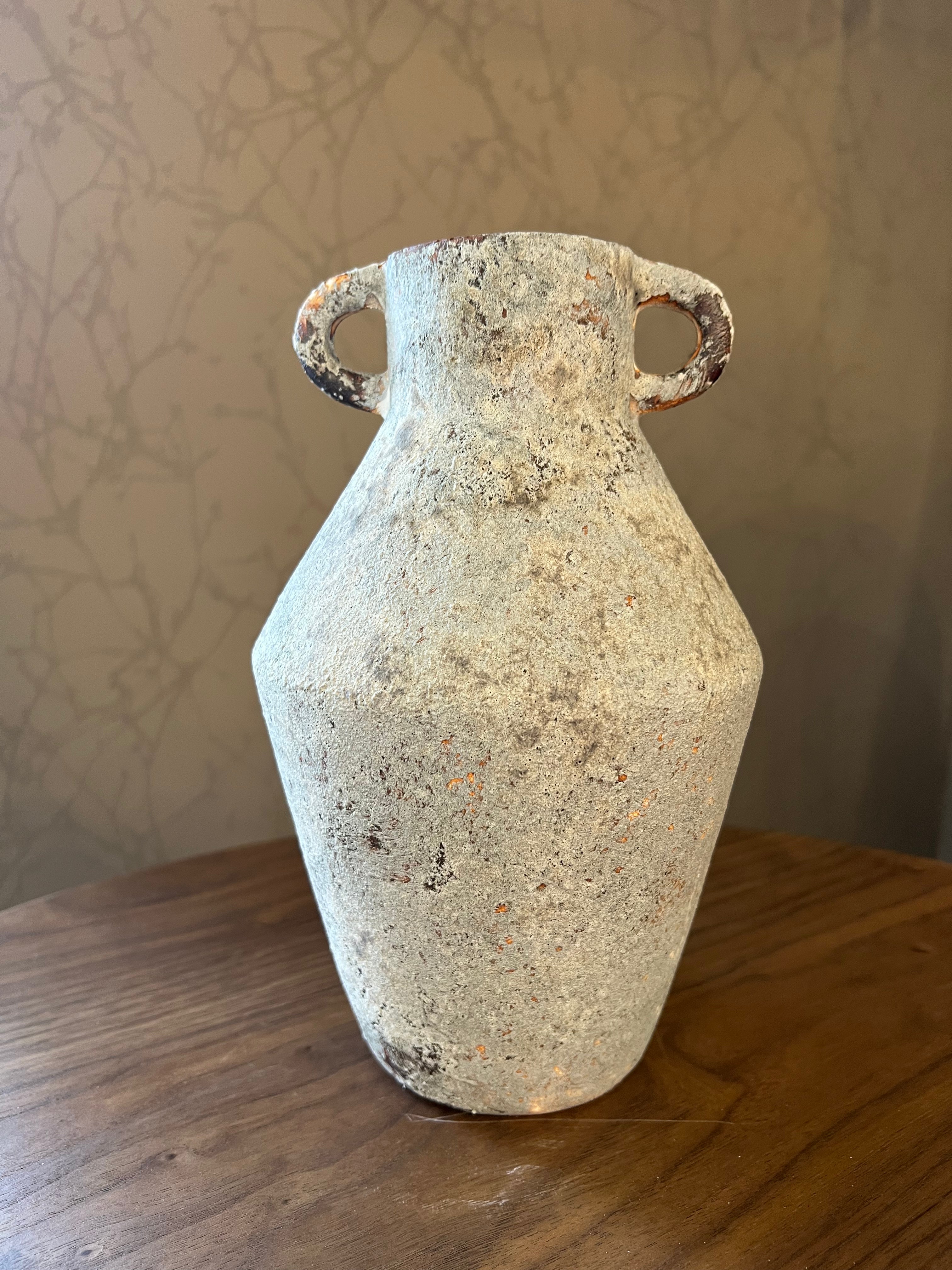 Large Rustic Ceramic Vase with Handles