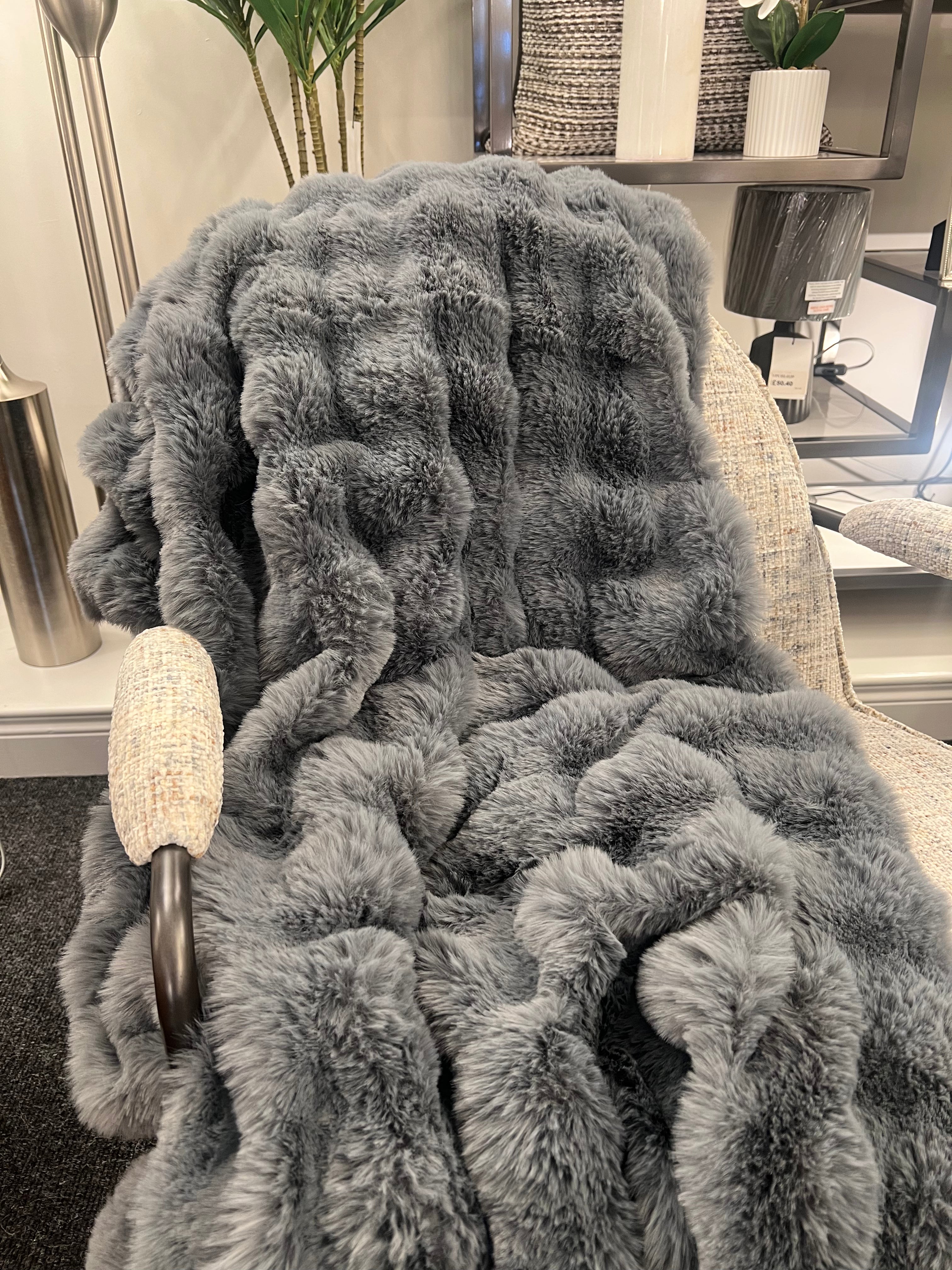 Luxurious Dark Grey Throw 2x2.3m