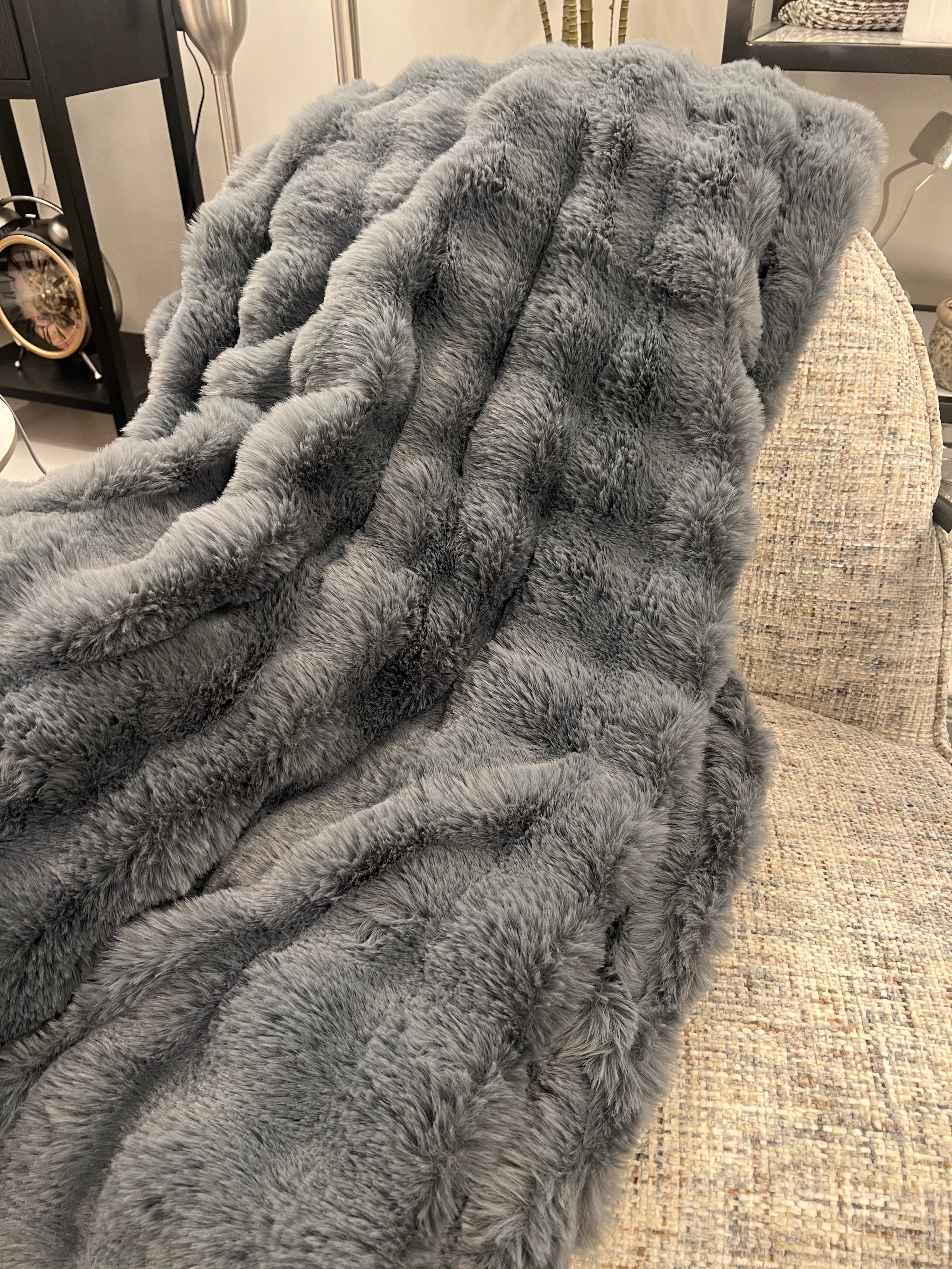 Luxurious Dark Grey Throw 2x2.3m