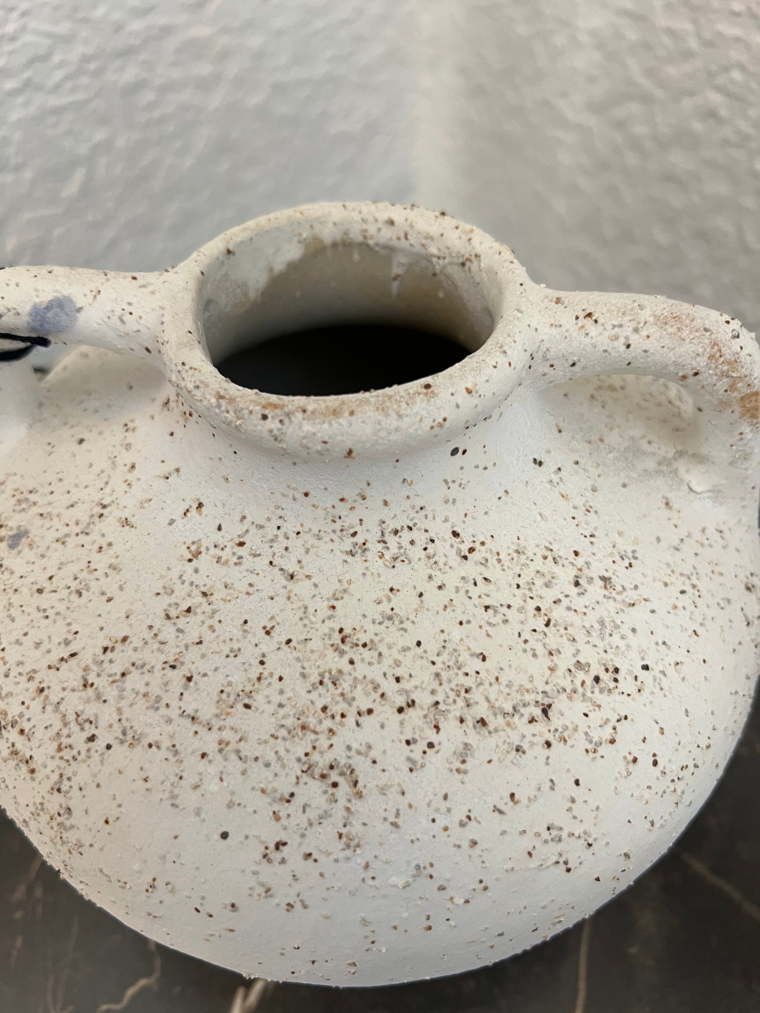 Small Cream Textured Ceramic Vase with Handles