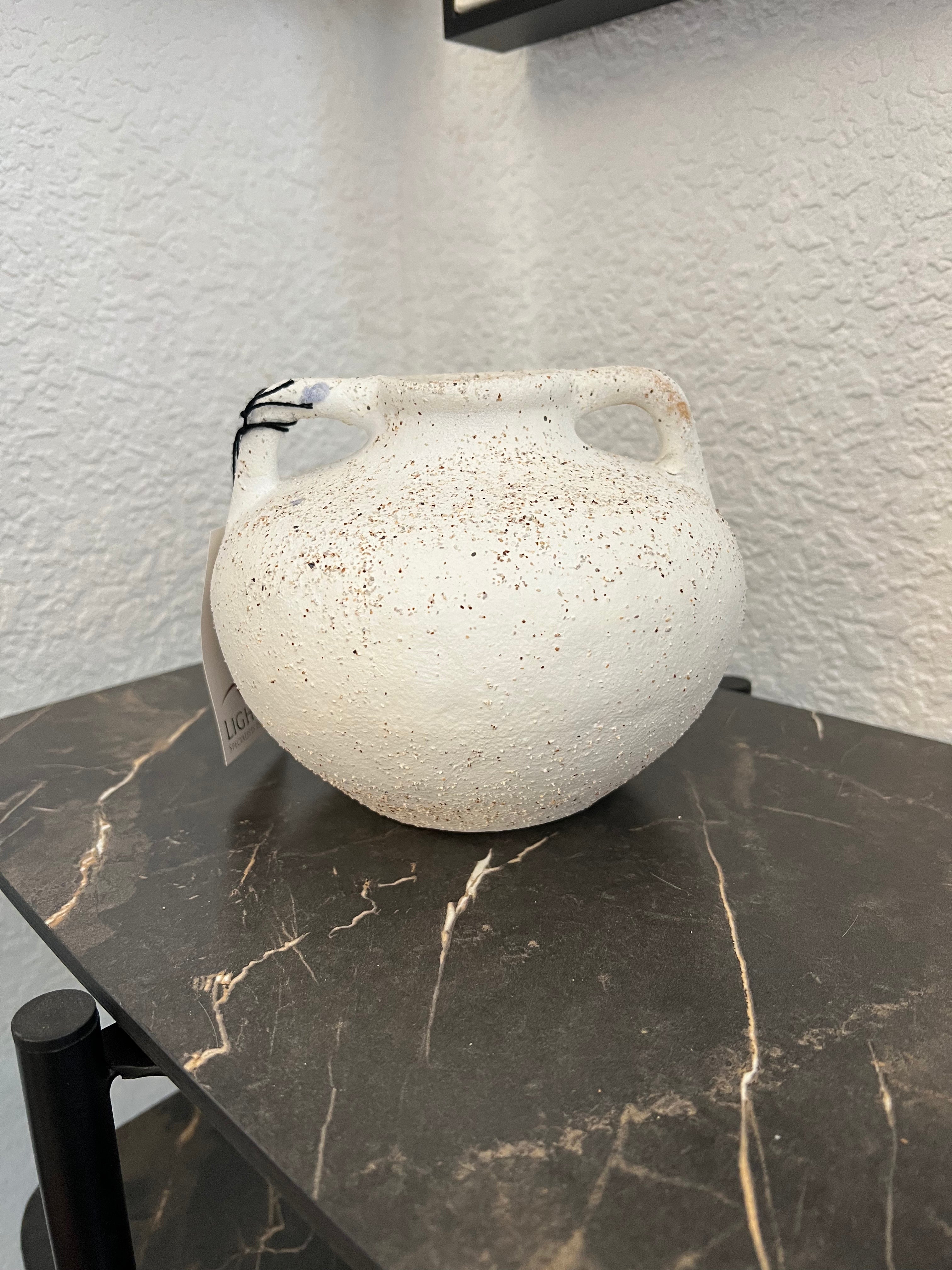 Small Cream Textured Ceramic Vase with Handles