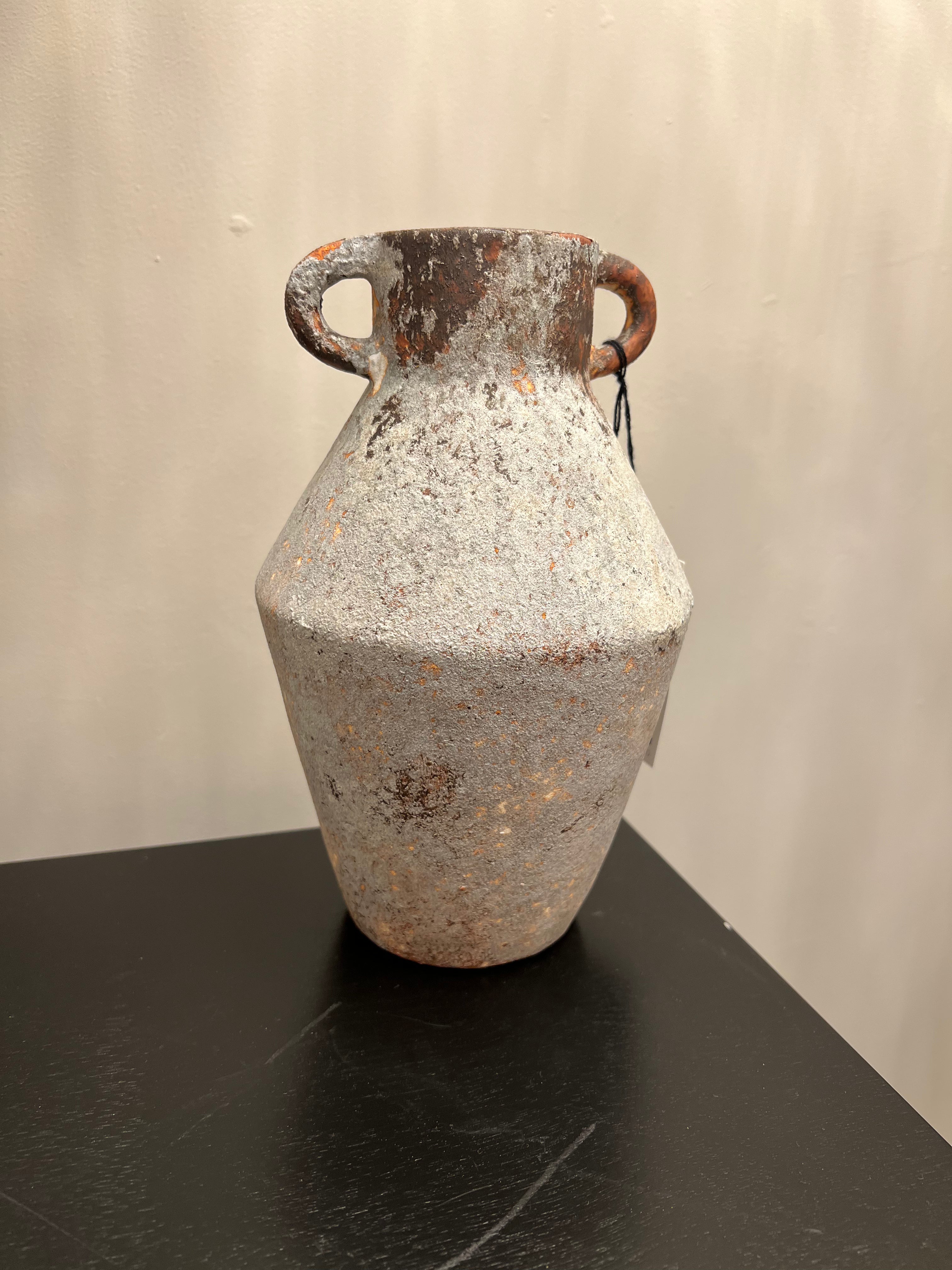 Large Rustic Ceramic Vase with Handles