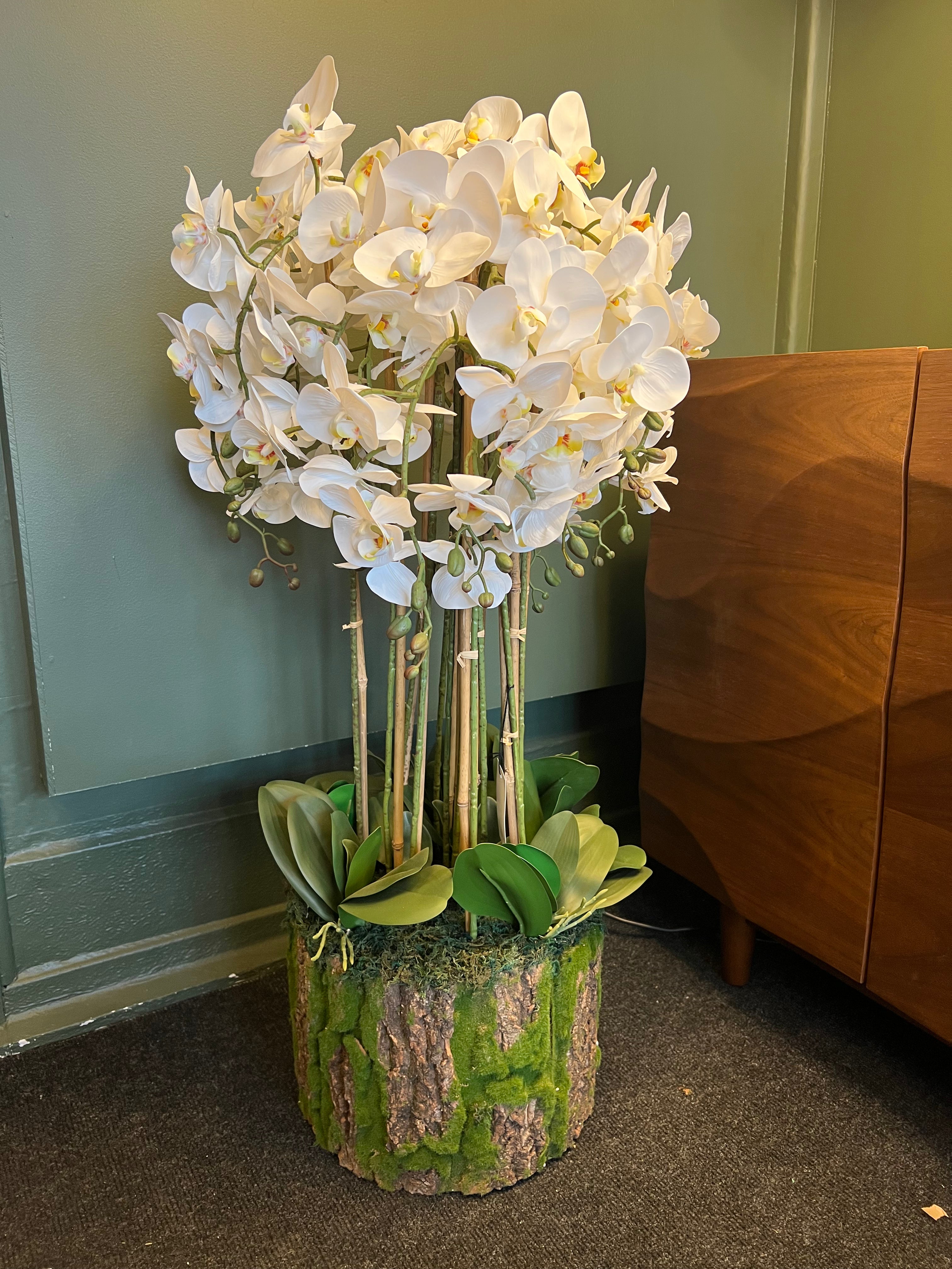 Artificial Orchid Plant with Bark Base