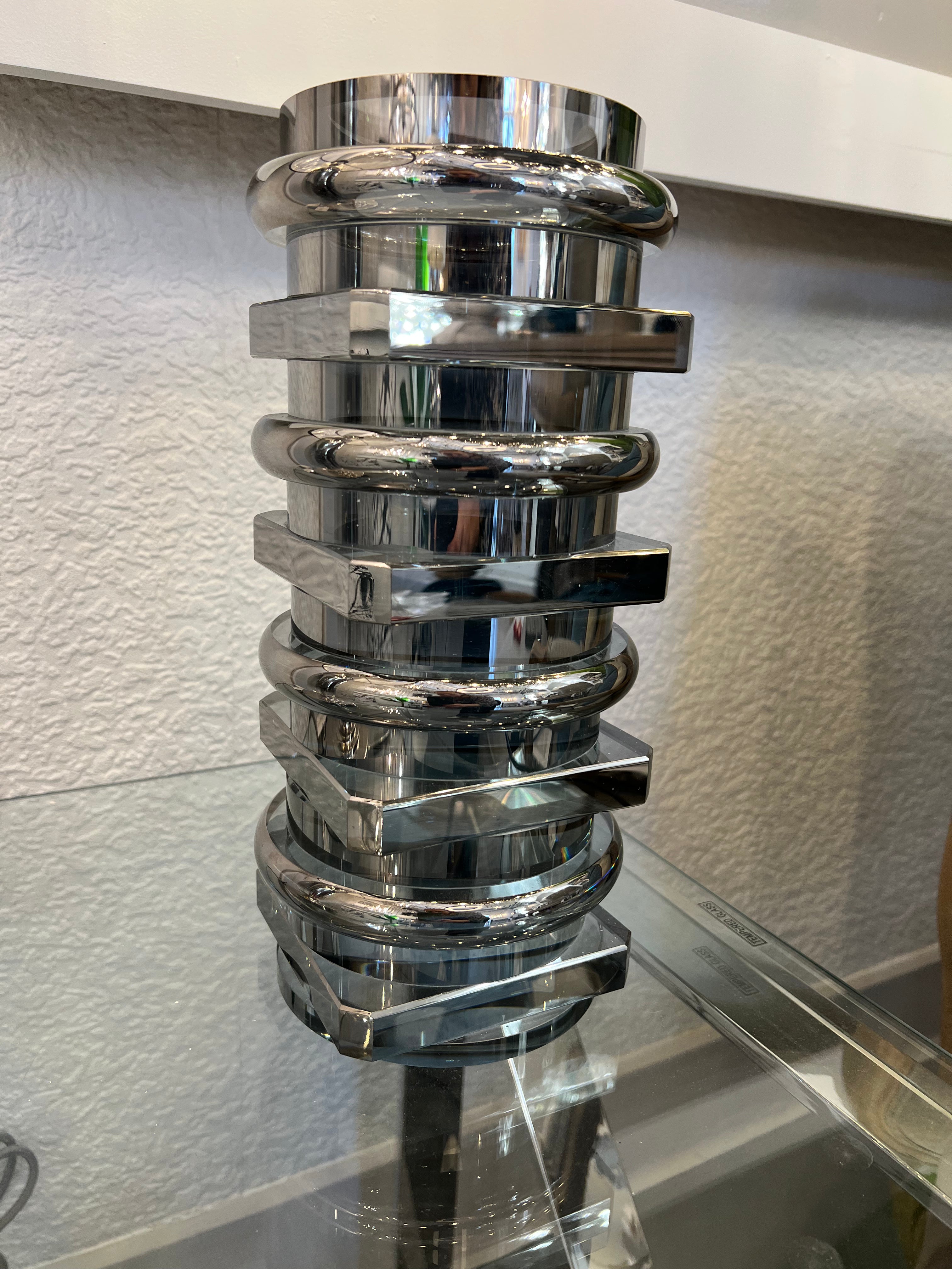 Polished Chrome Ringed Vase
