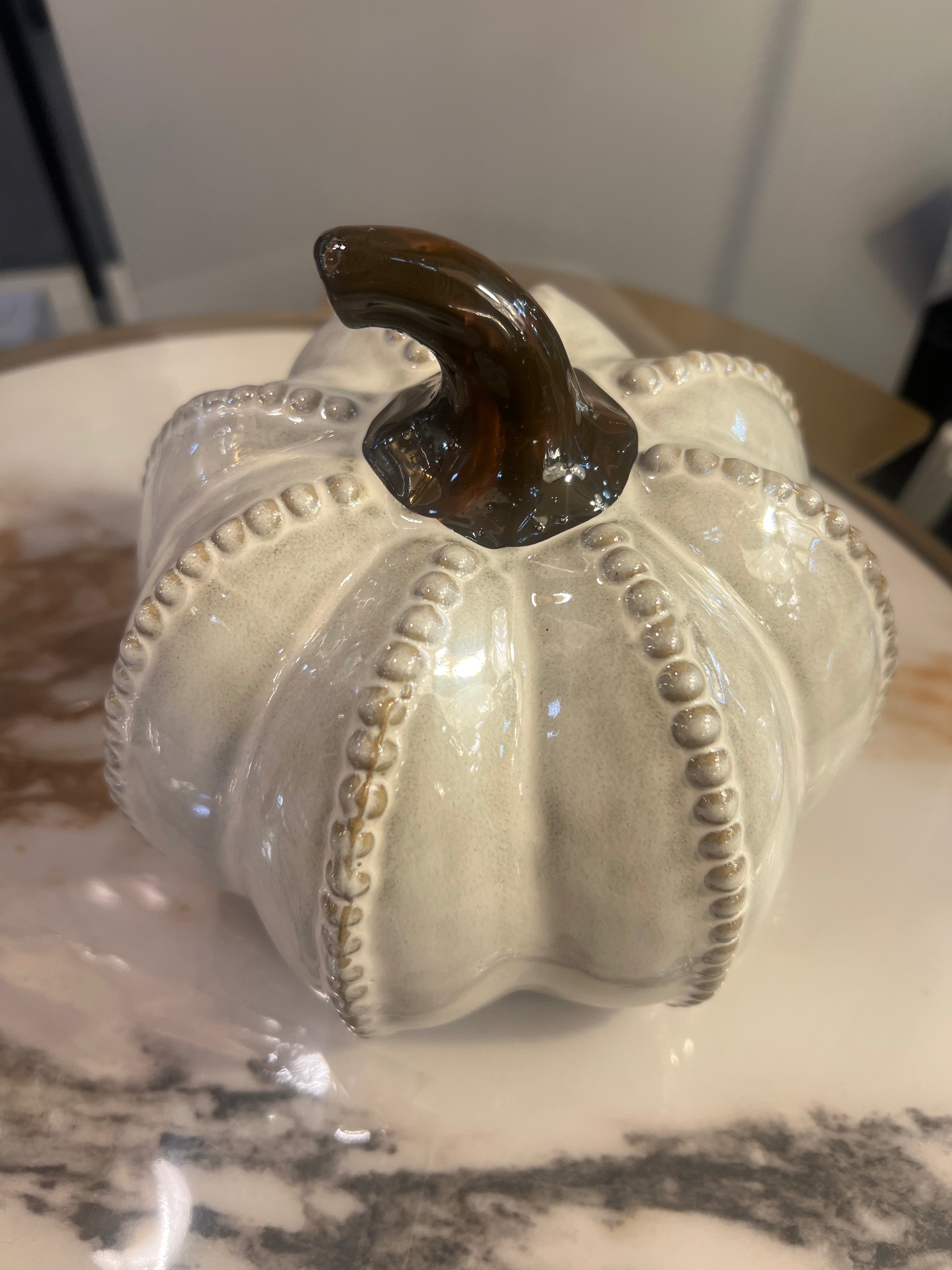 Large Cream Pumpkin Ornament