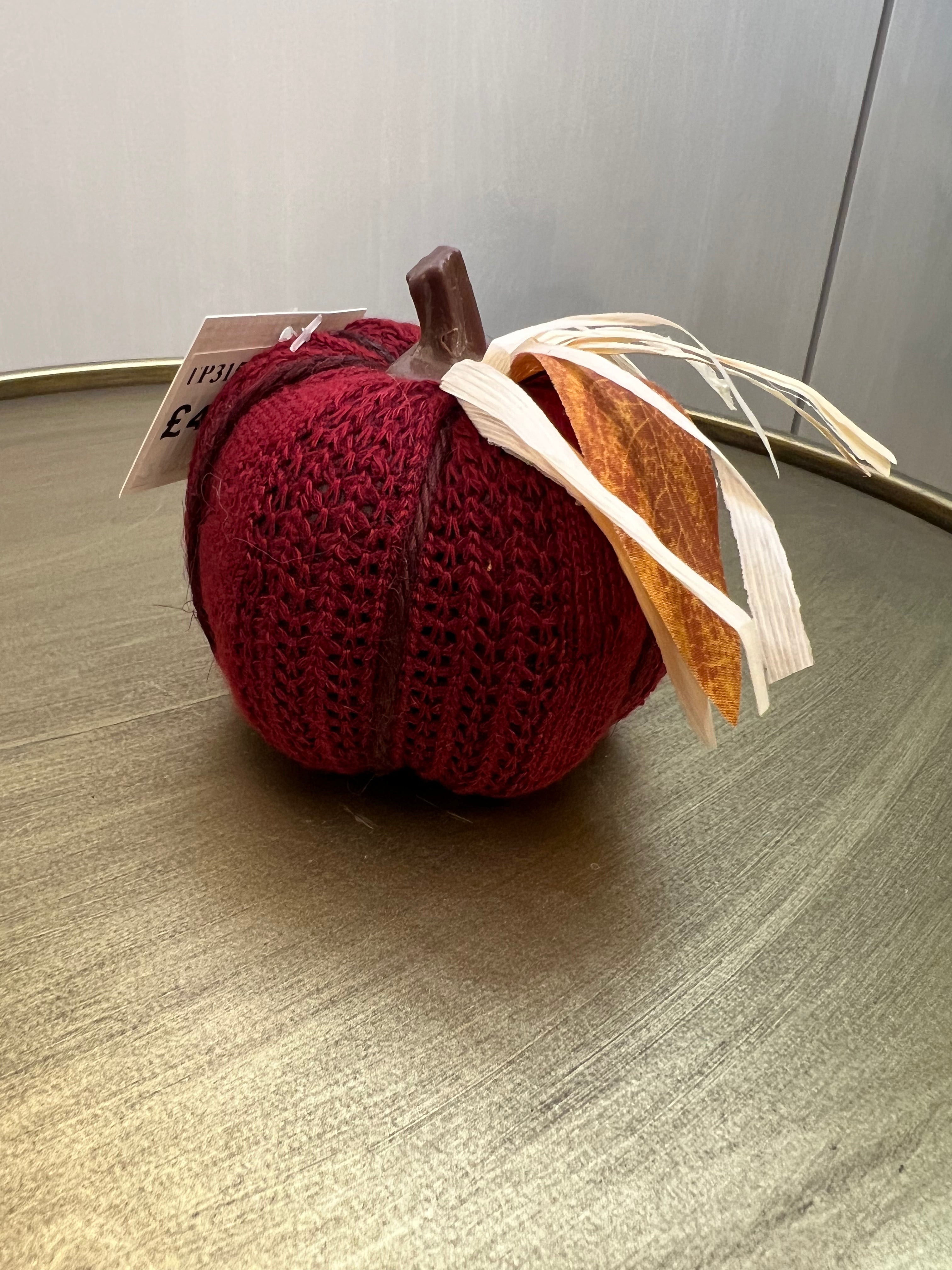 Burgundy Knitted Pumpkin