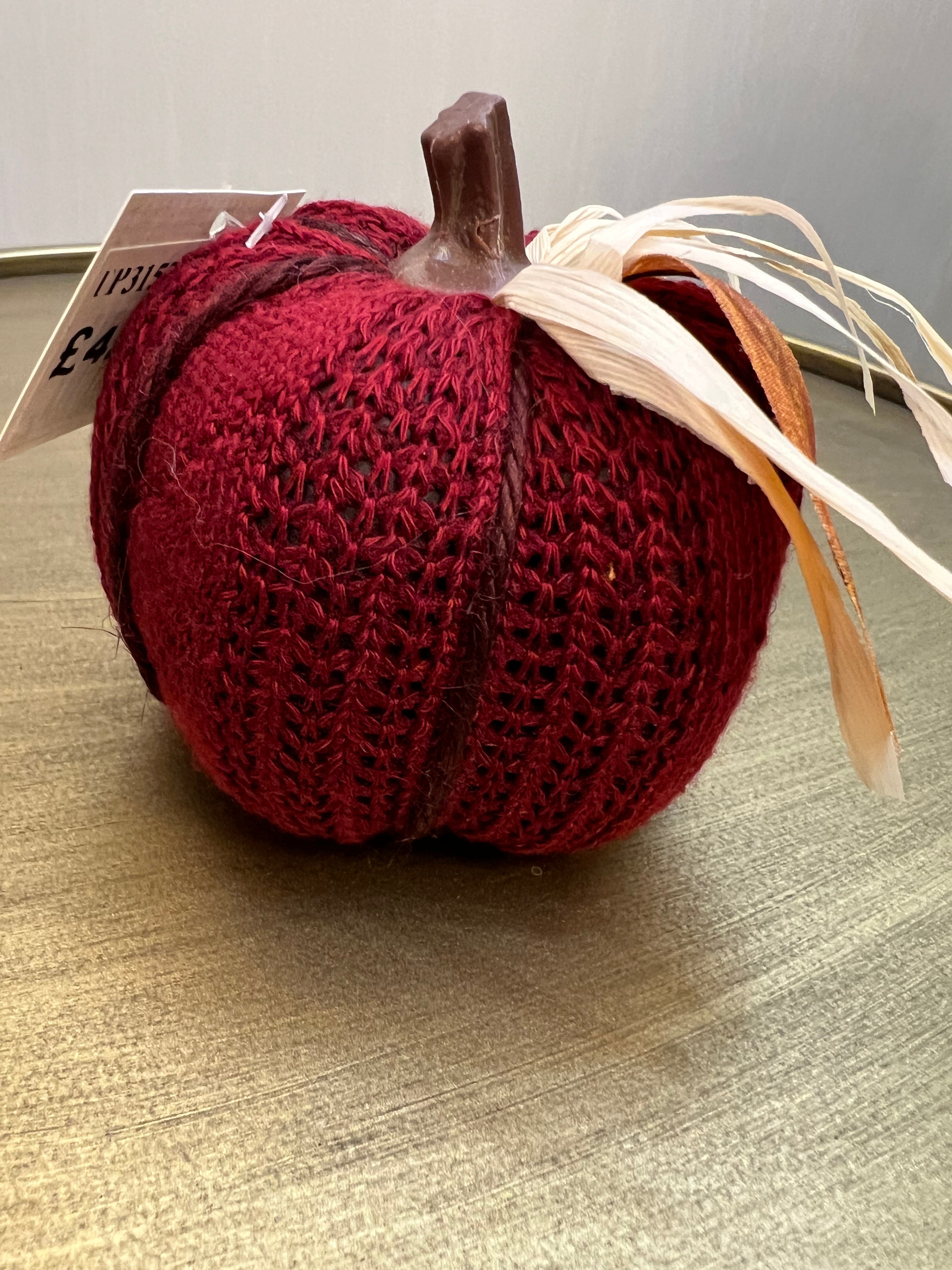 Burgundy Knitted Pumpkin
