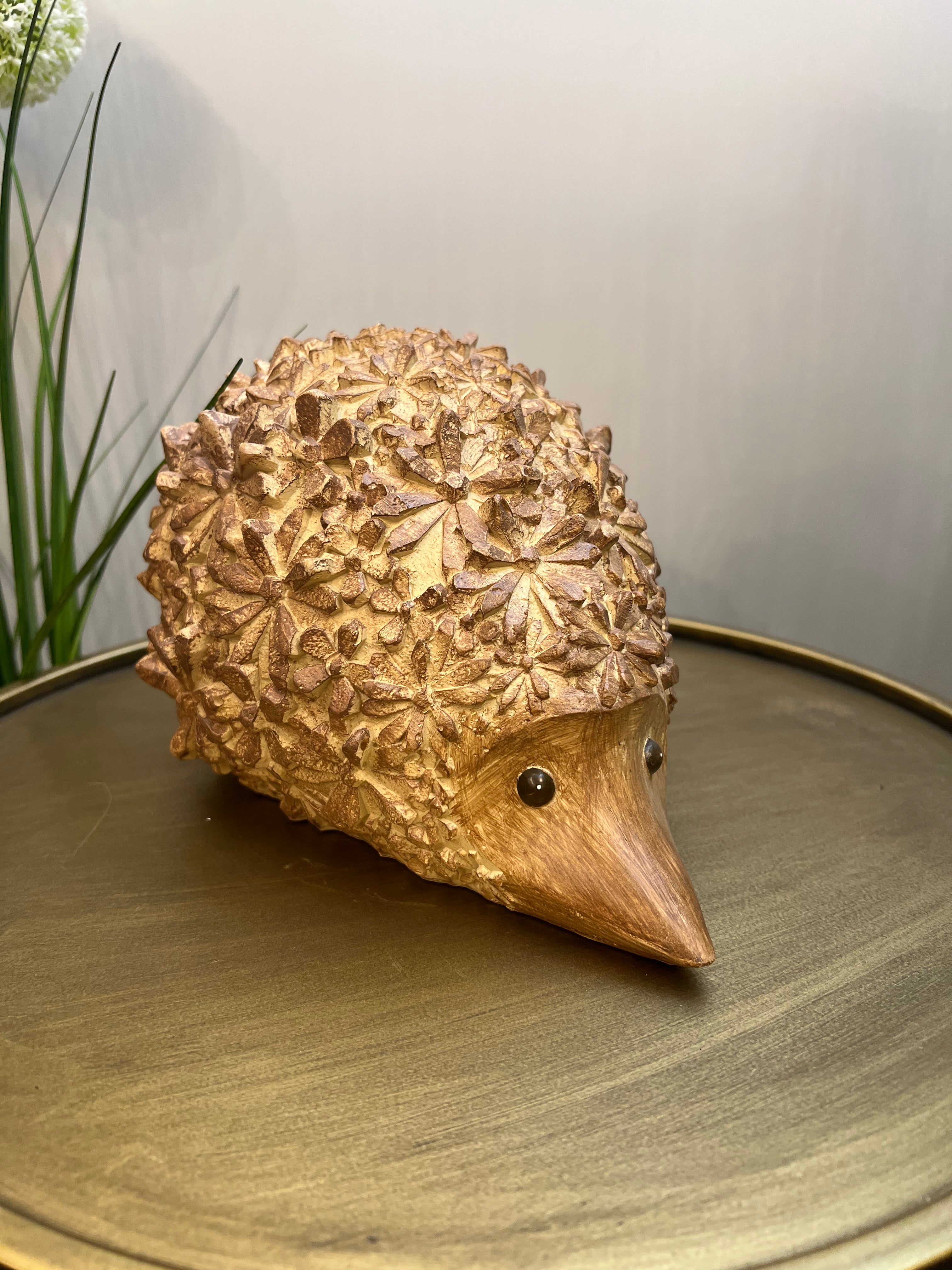 Wood Finish Resin Hedgehog Decoration