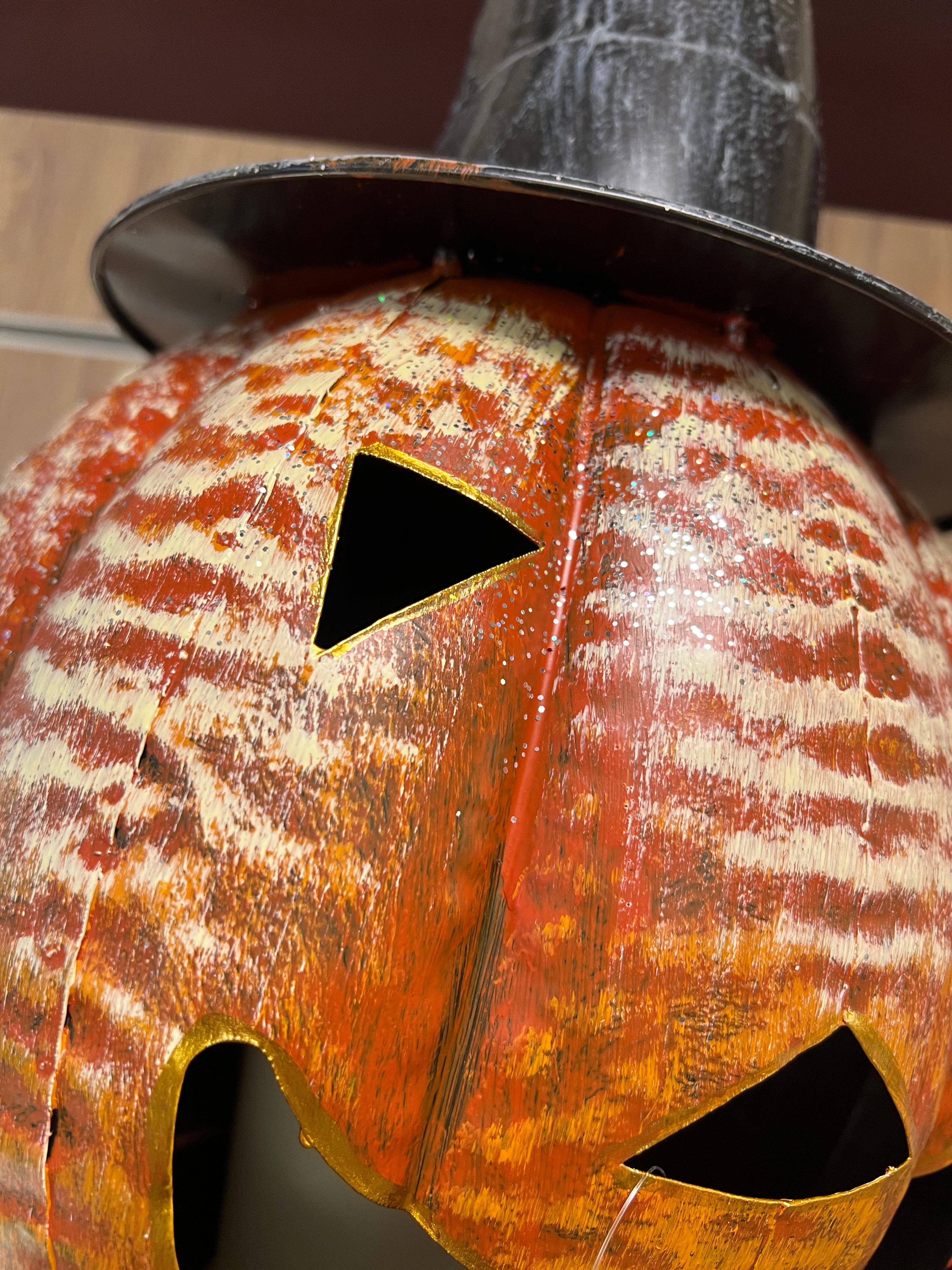 Metal Pumpkin with Witch Hat
