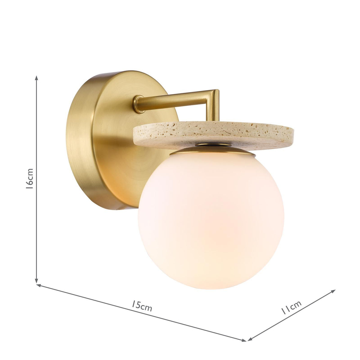 Inaya Brass & Travertine Wall Light