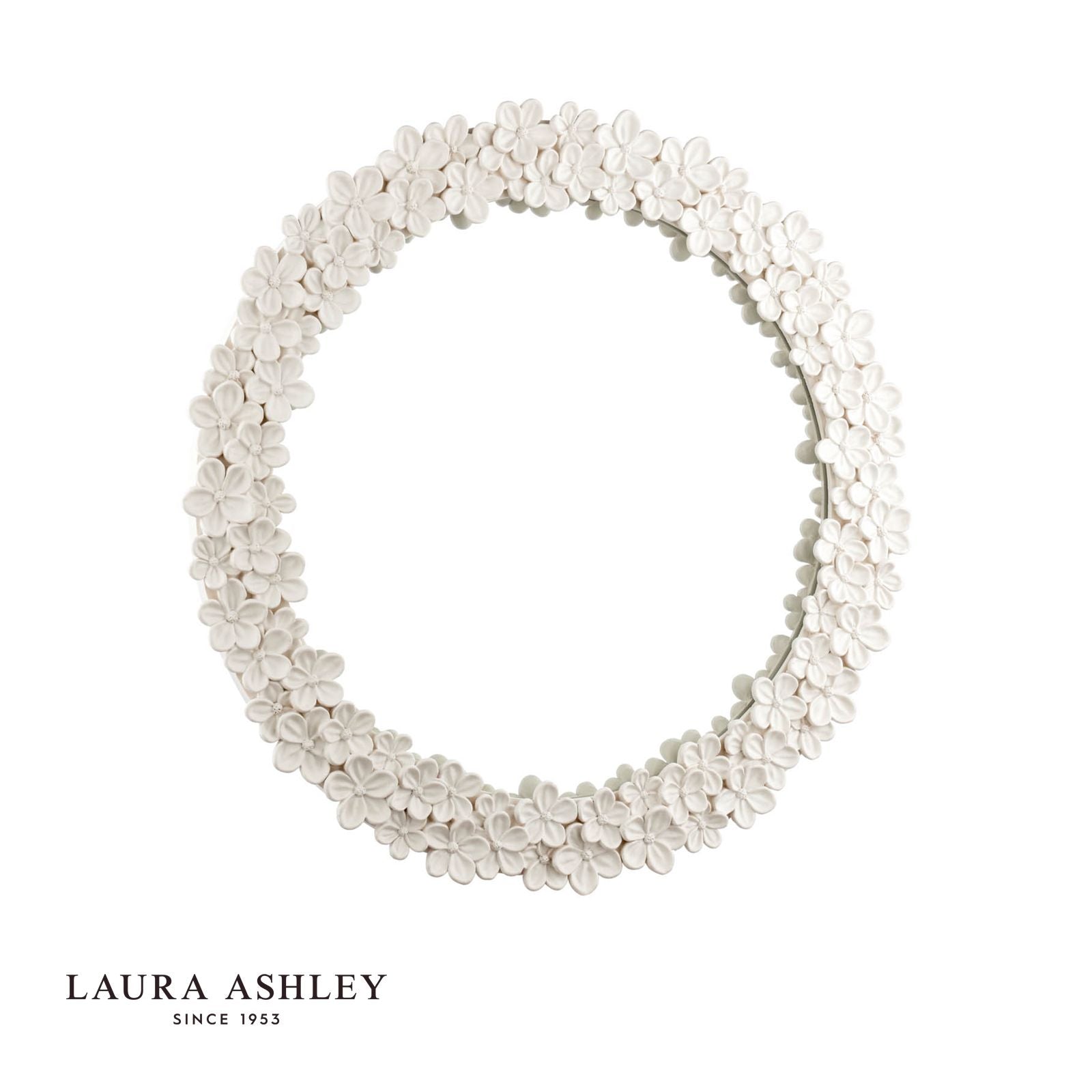 Laura Ashley Romsey Matt White Floral Mirror