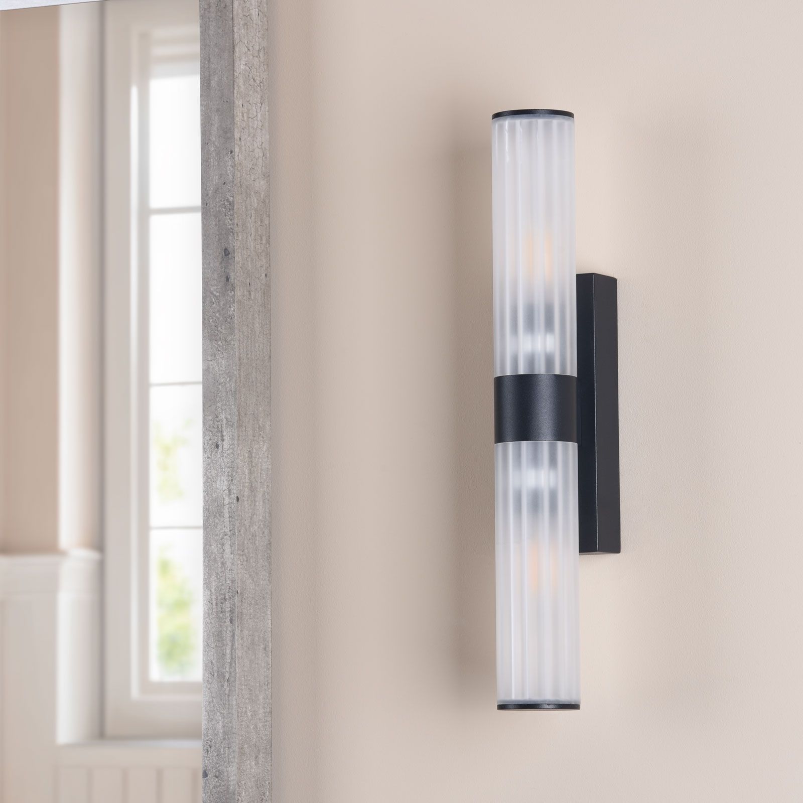 Lars Matt Black Up & Down Bathroom Wall Light