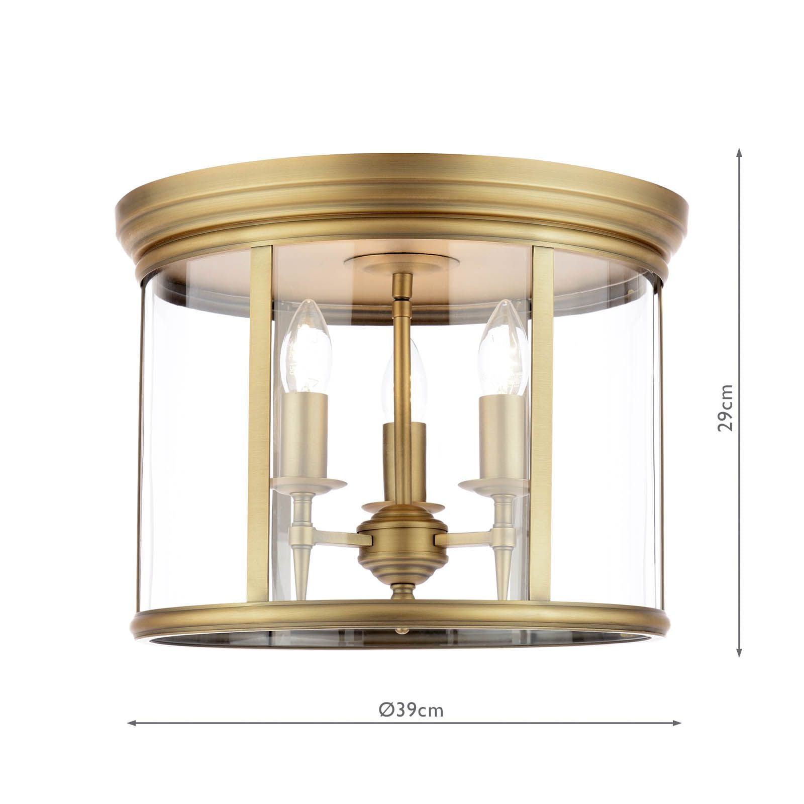 Marble Hill 3 Light Aged Brass Flush Fitting