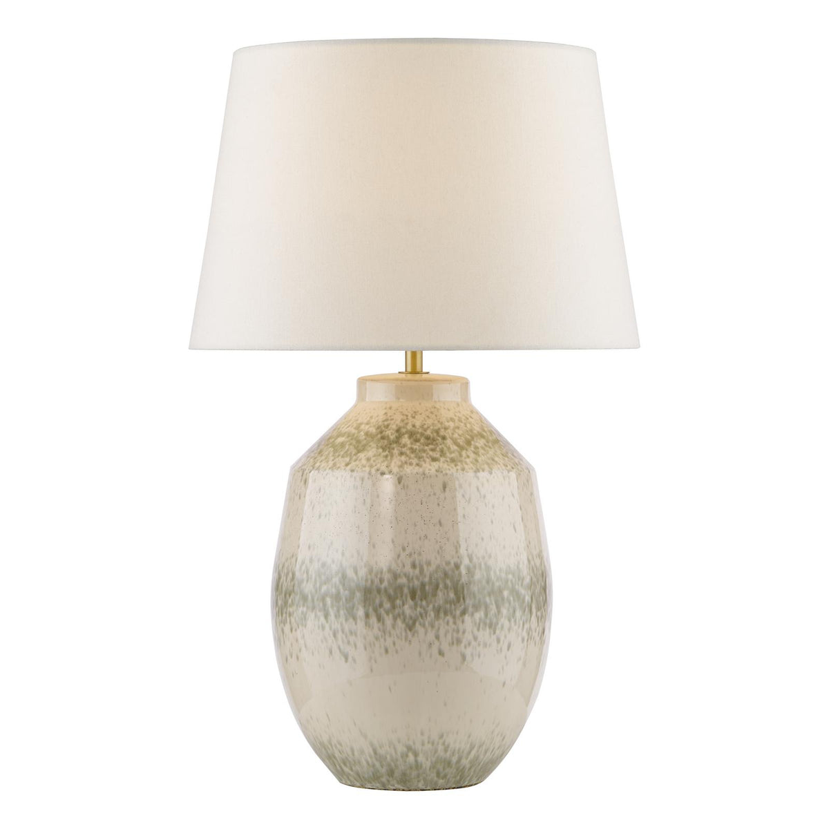 Omari Table Lamp Green Ceramic and Antique Brass With Shade