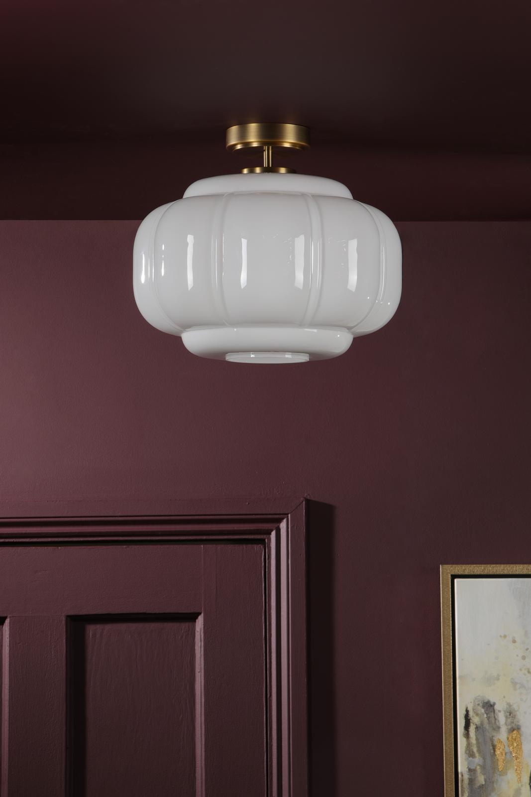 Sumitra Flush Antique Bronze and Opal Glass