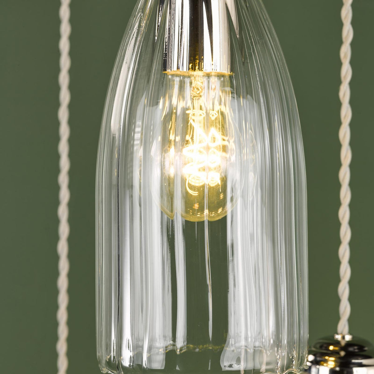 Valora 6 Light Cluster Pendant Polished Nickel and Ribbed Glass