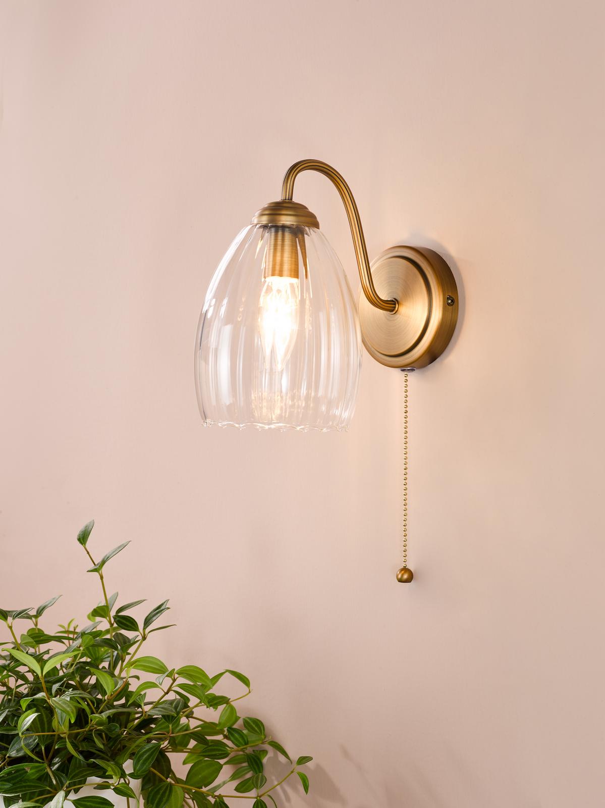 Valora Wall Light Antique Bronze and Ribbed Glass