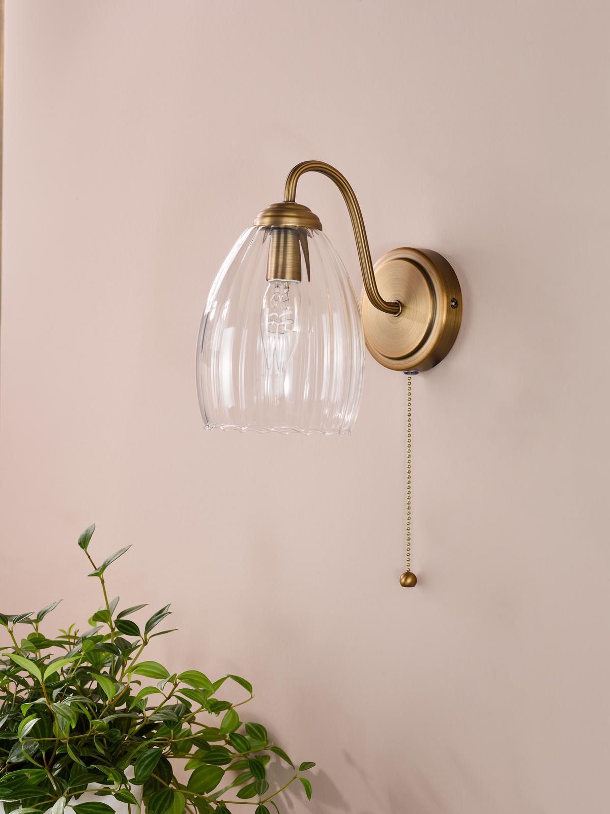 Valora Wall Light Antique Bronze and Ribbed Glass