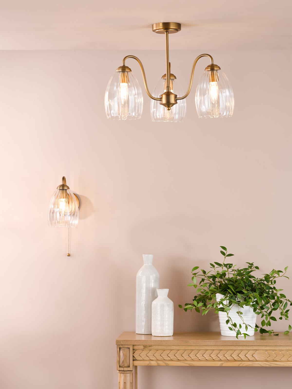 Valora Wall Light Antique Bronze and Ribbed Glass