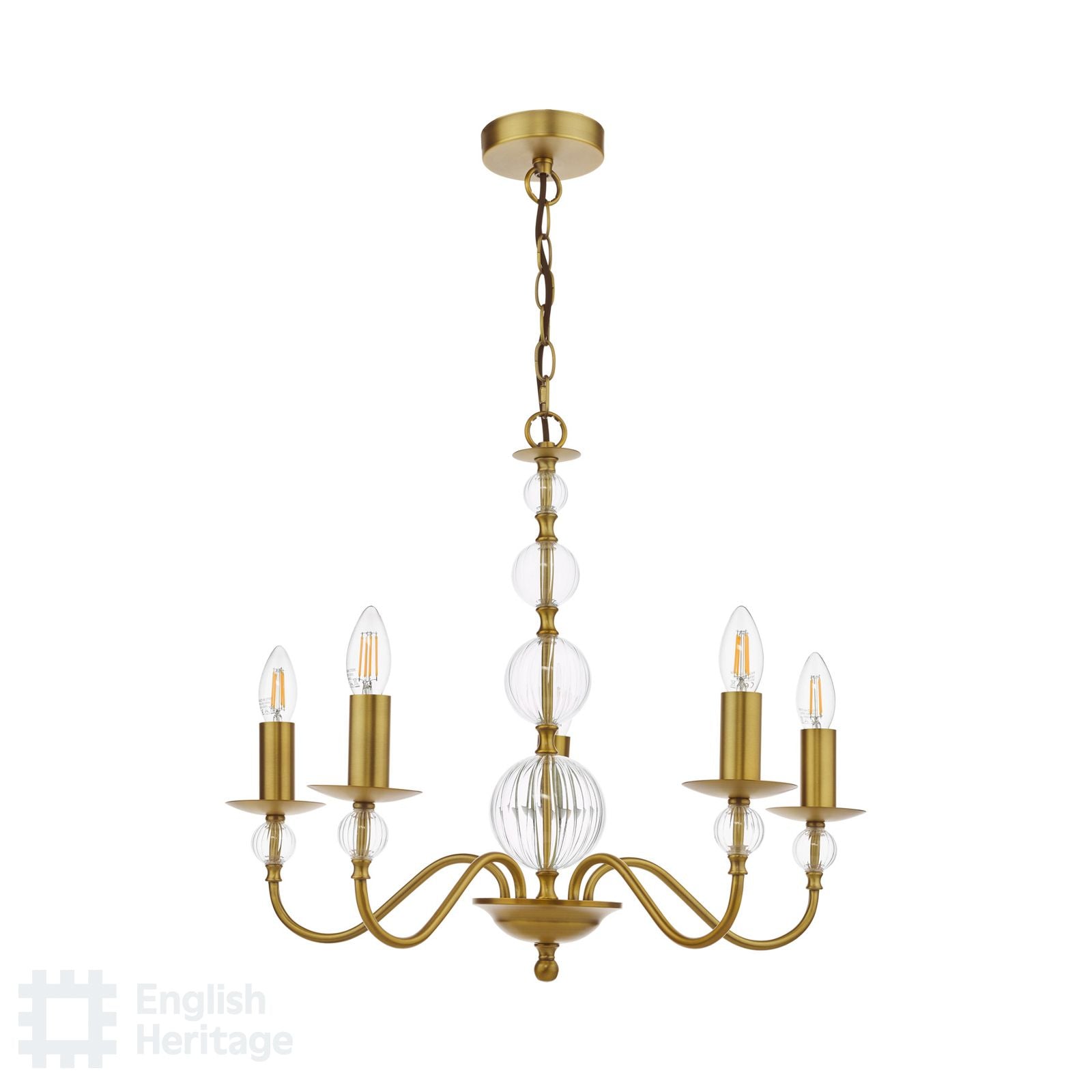 Wrest Park 5 Light Aged Brass Pendant