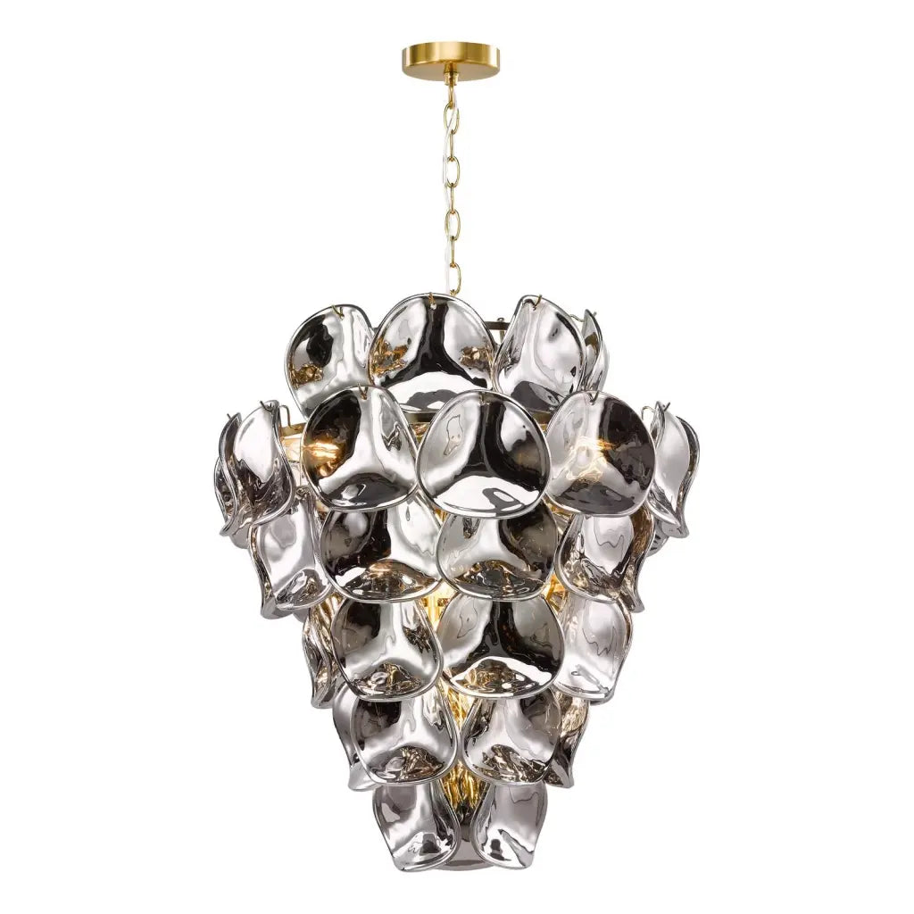 Genoa 12 light Brass Chandelier with Smoked Glass Shades