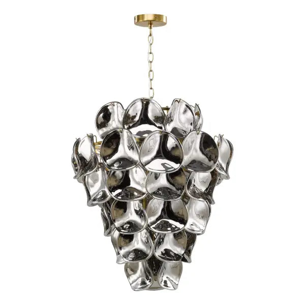 Genoa 12 light Brass Chandelier with Smoked Glass Shades