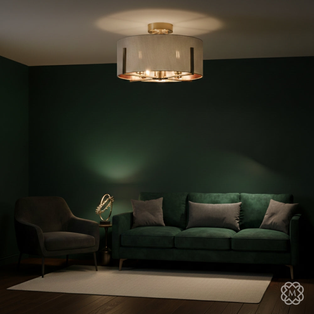 Hadden 4 Light Satin Brass Semi Flush Fitting